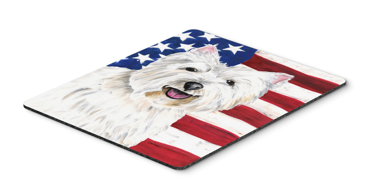 Caroline's Treasures SC9008MP USA American Flag with Westie Mouse Pad, Hot Pad or Trivet for Home Office Gaming Working Computers Laptop Mouse