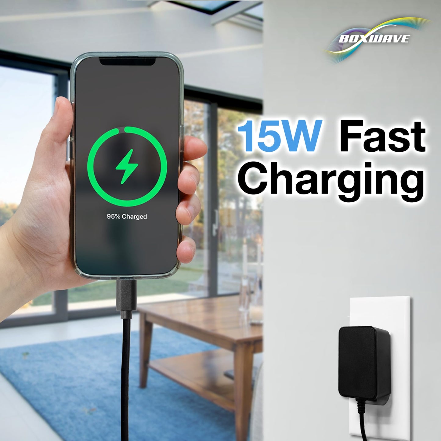 BoxWave Charger Compatible with AT&T Mobile Hotspot MiFi 2372 - Wall Charger Direct (15W), Rapid Charge Your Device with Built-in 3ft Cable
