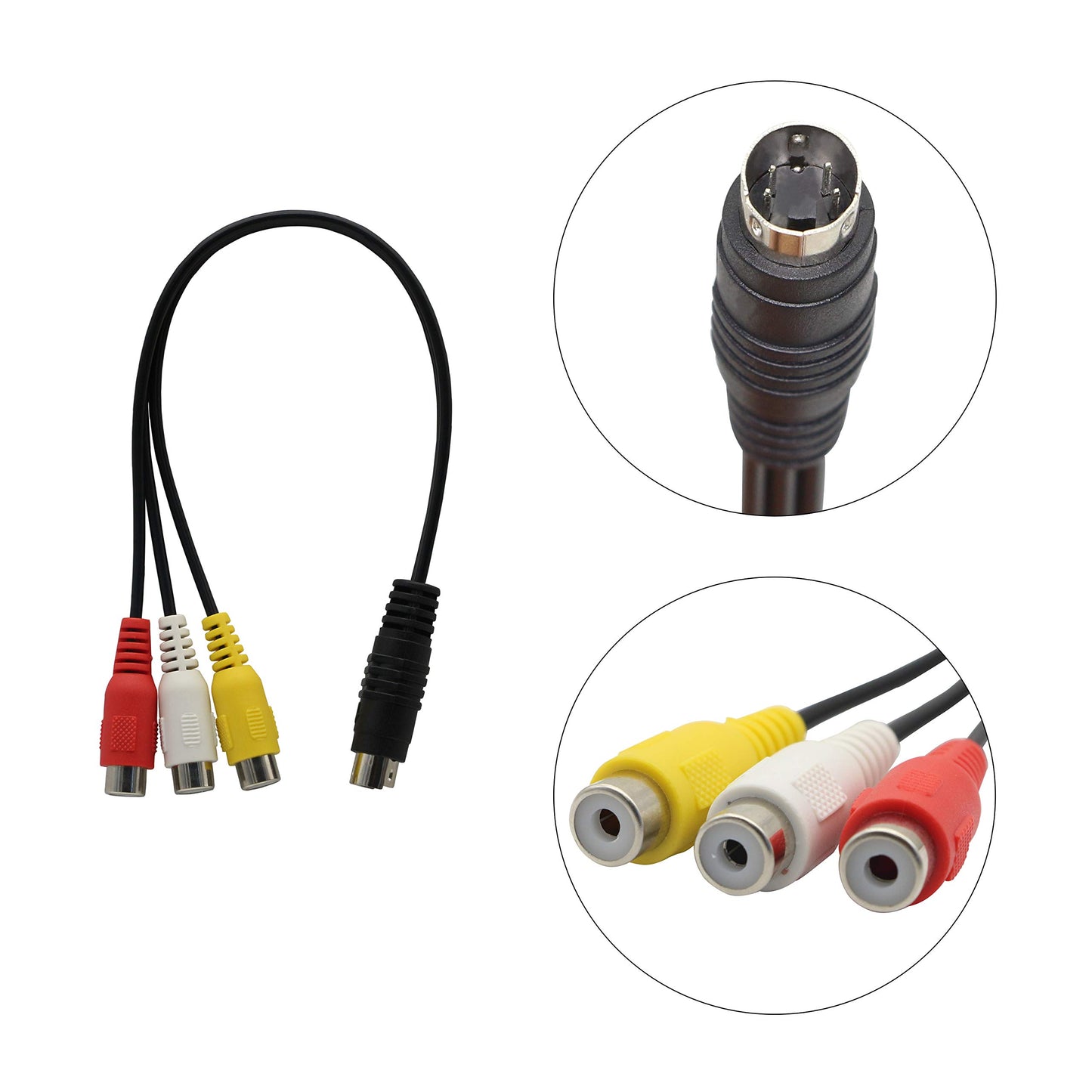 4 Pin S-Video to 3 RCA AV Female Cable for TV PC Computer Video AV Projector for Video TV Laptop Adapter Cable (27cm)