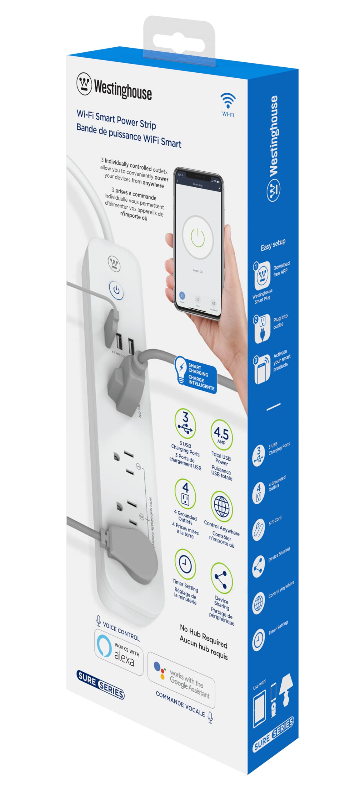 Westinghouse 94012 WH-320 Wi-Fi Smart Power Strip, Compatible with Alexa, Google Home & IFTT, No Hub Required, White