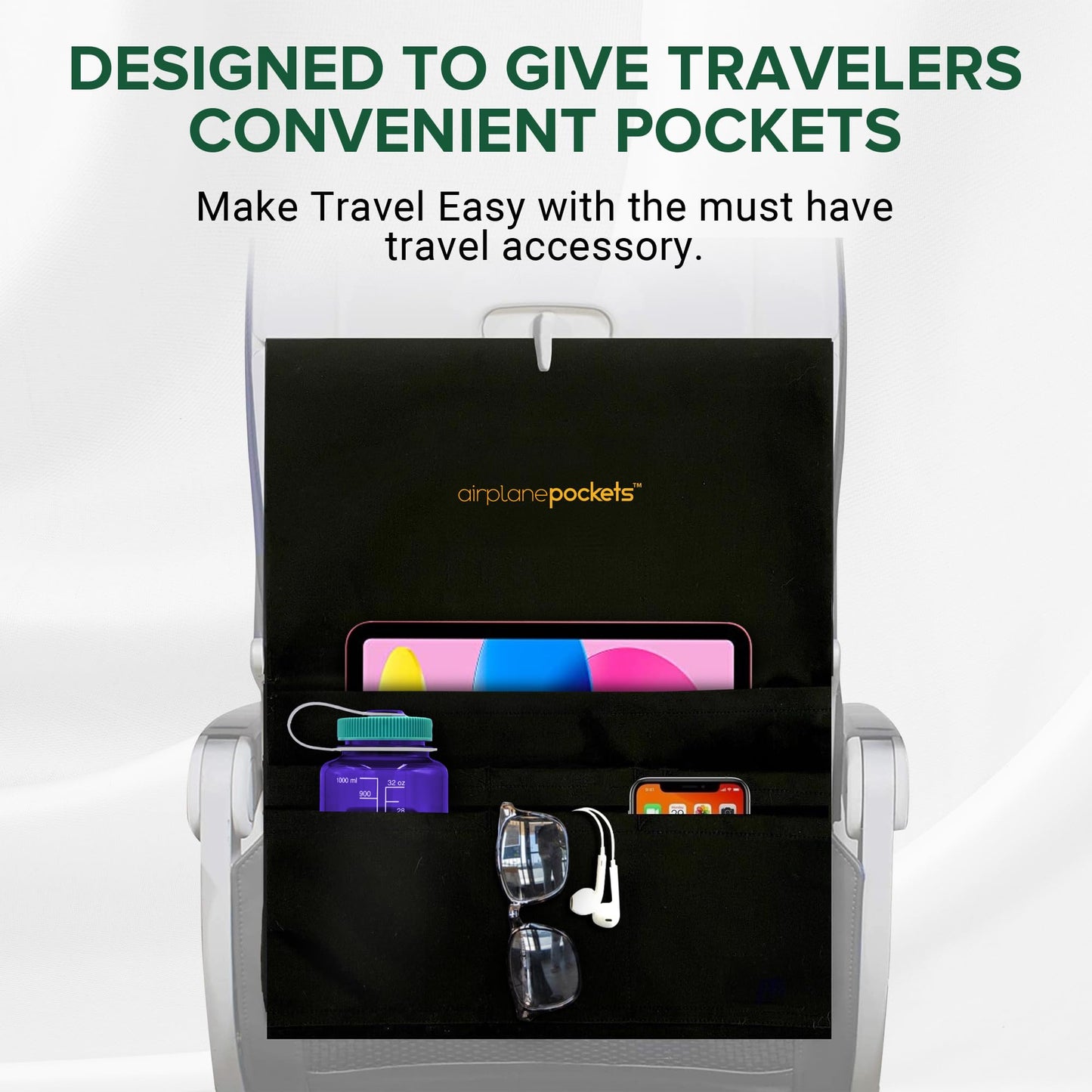 Airplane Pockets - Airplane Accessories - Plane Travel Essentials - Travel Organizer - Seat Storage Organizer - Air Travel Essentials - Seat Back Organizer - International Travel Must Haves