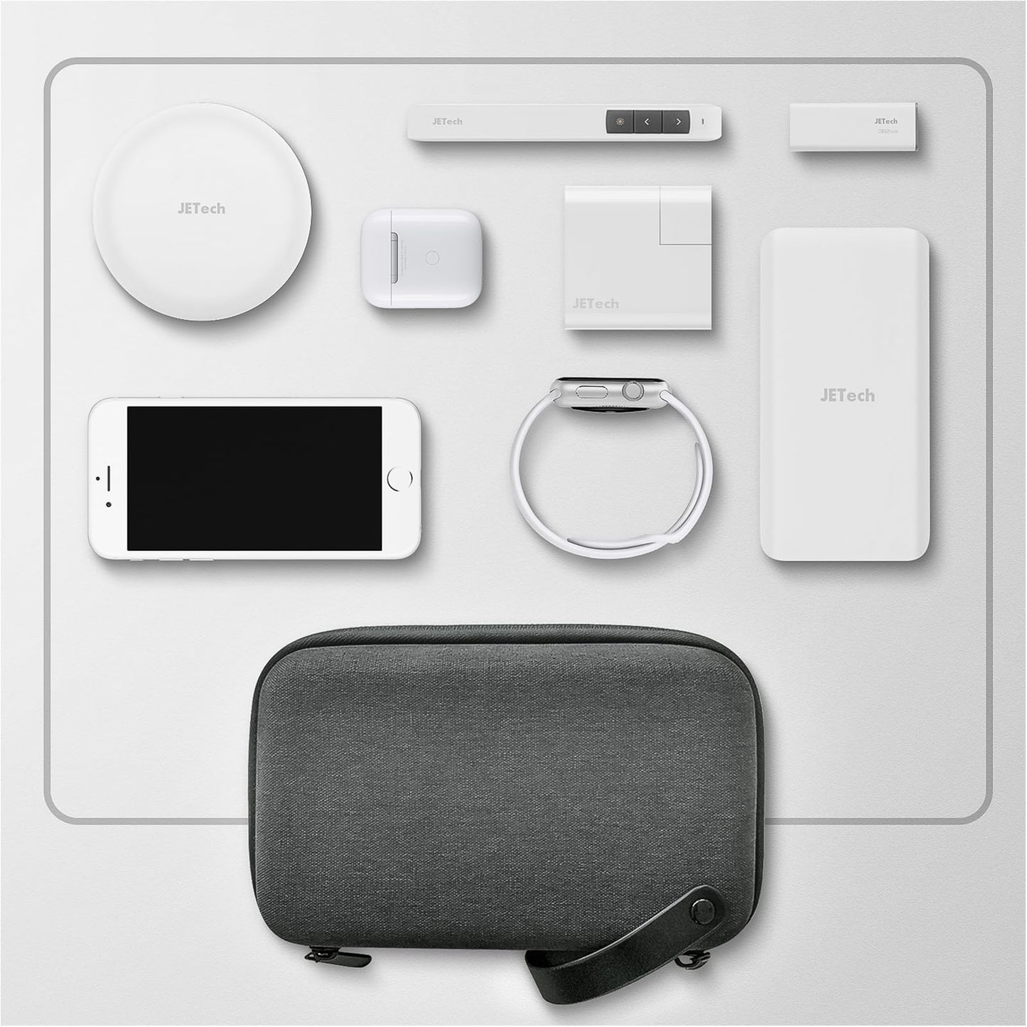 JETech Travel Accessories Organizer Case, Portable Electronic Pouch Gadget Bag for MacBook Power Adapter Chargers, Cables, Power Bank, Mouse, Stylus
