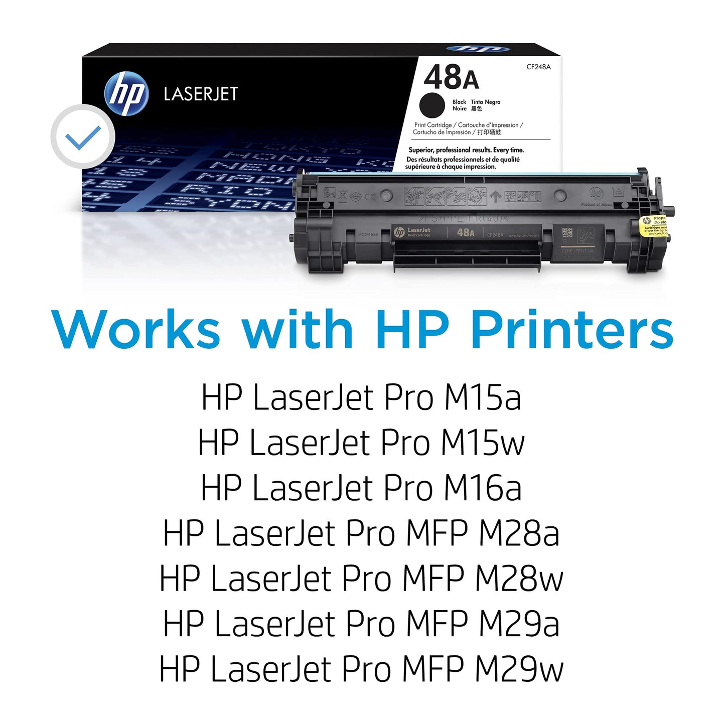 HP 48A Black Toner Cartridge | Works LaserJet Pro M15, M16 Series, LaserJet Pro MFP M28, M29 Series | CF248A