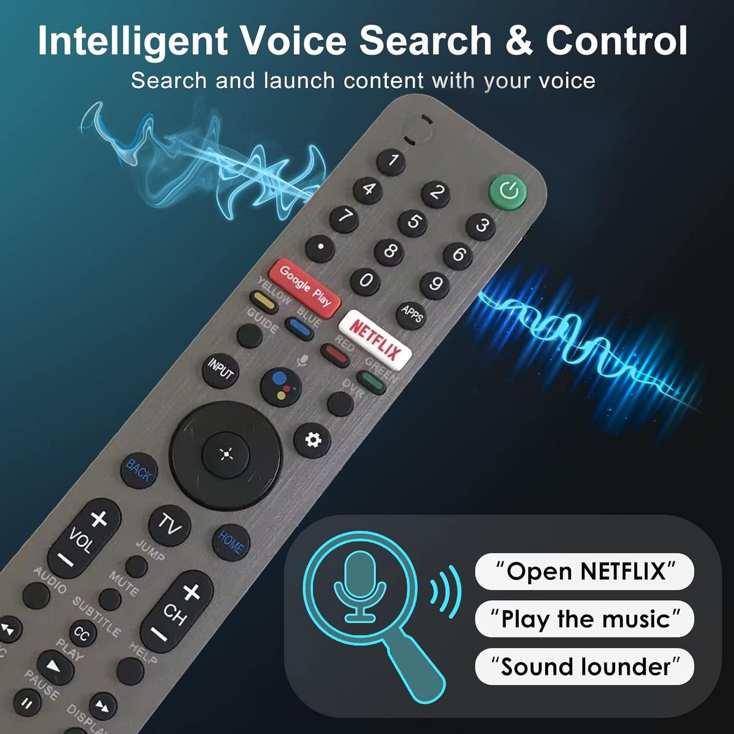 Voice Replacement Remote Control for Sony Bravia Smart TV XBR-A9G XBR-55X950H XBR-55X950G XBR-55X800H XBR-55X900H XBR-65X950G XBR-65A9G XBR-55A9G