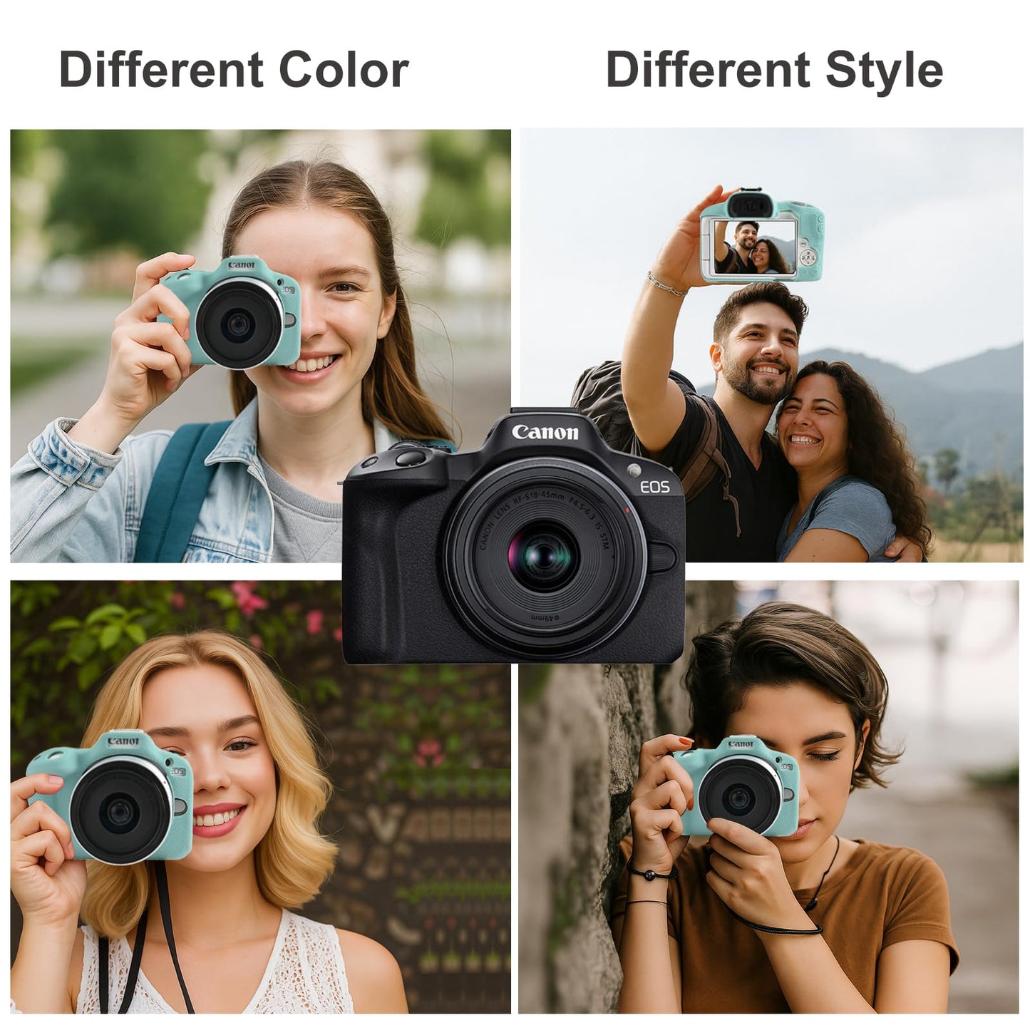 EONORY EOSR50 EOS R50 Camera Case Accessories Kit, Lightweight Silicone Protective Case with Strap Wrist, Anti-Scratch Slim Fit Soft Cover for Canon