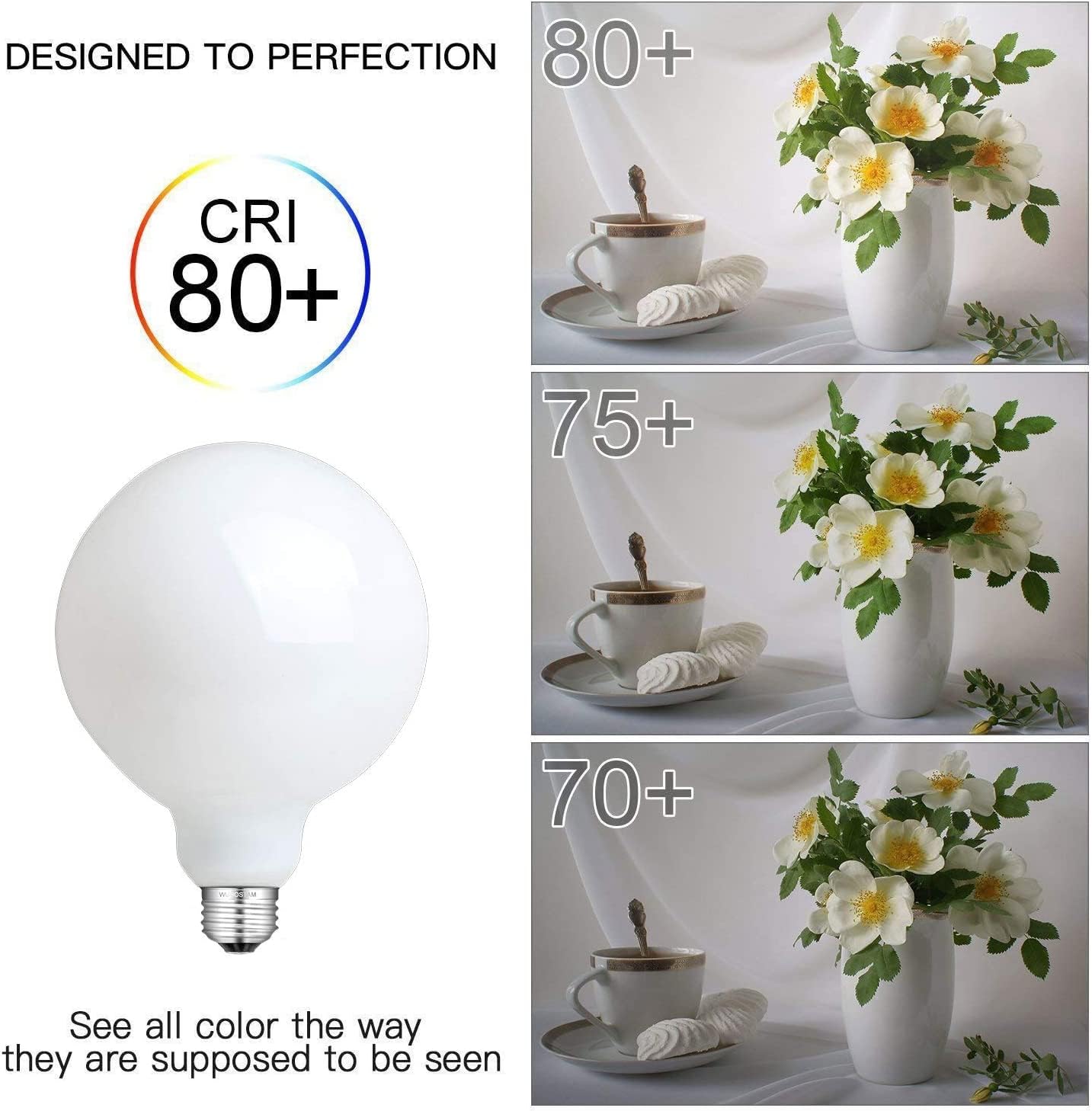 CtrlCV LED Light Bulbs, G125 Globe Bulb,10w Globe Light Bulb, Warm White Light 2700k LED Bulbs,Non-Dimmable,E26 Base Large Light Bulb,Milky White Led