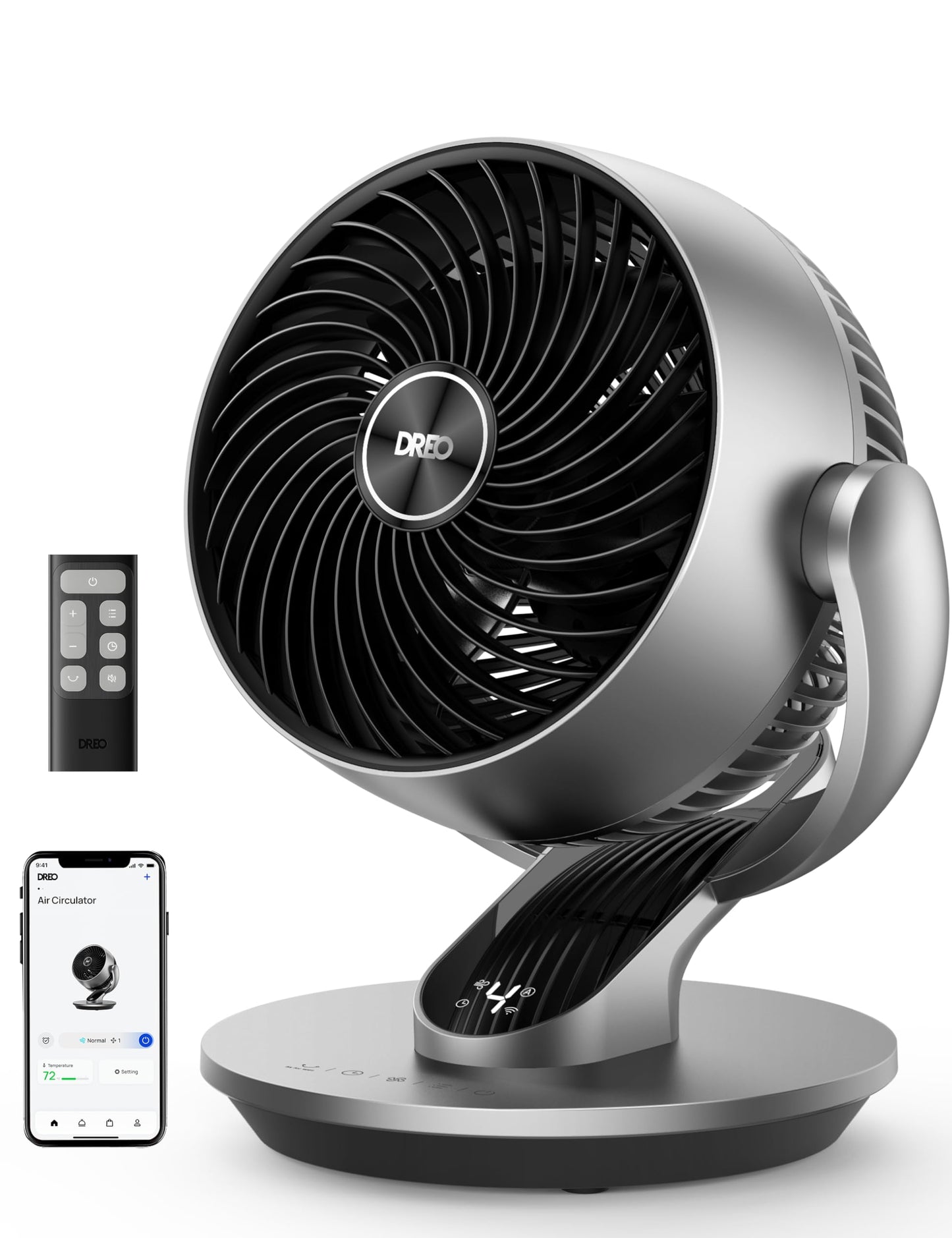 DREO Smart Fan for Bedroom,120° Vertical and 90° Oscillating Fan with Remote/Voice, 13 Inch Height Quiet Air Circulator for Whole Room, 70 ft, 4