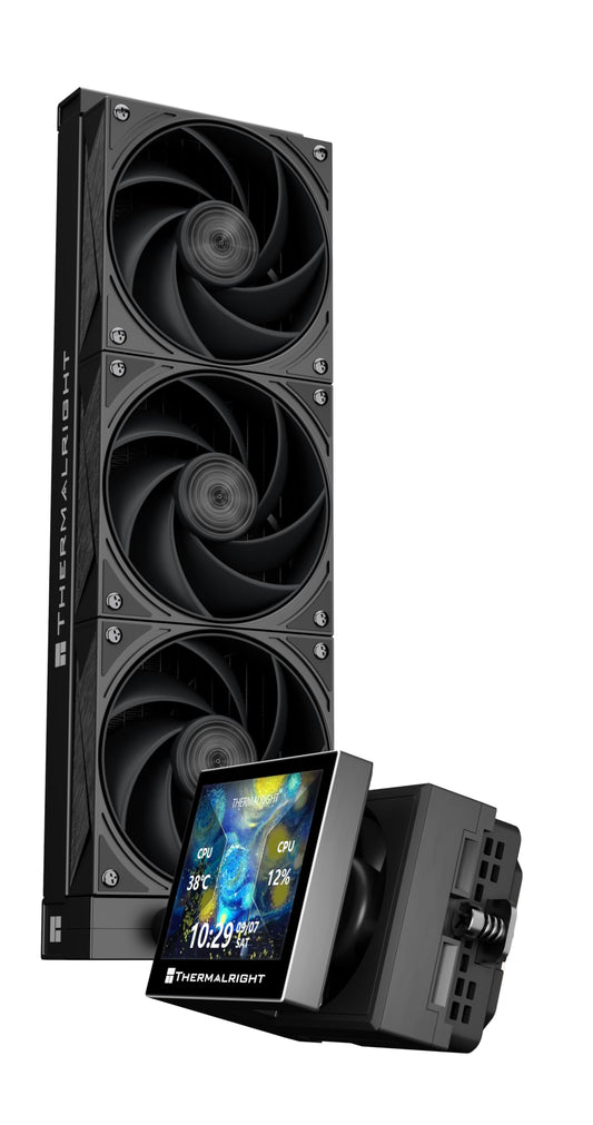 Thermalright Stream Vision 360 Black-360mm AIO CPU Liquid Cooler,3.5’’Square LCD Display for Images,Magnetic Suction High-Performance Pump for 640x480