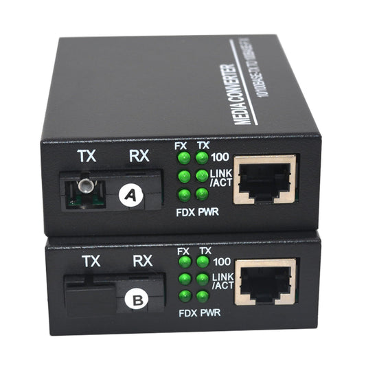Primeda 10/100Mbps Ethernet Media Converters, Bi-Directional Single-Mode SC Fiber - A Pair of 10/100Base-TX to 100Base-FX up to 20Km(12.4mi)