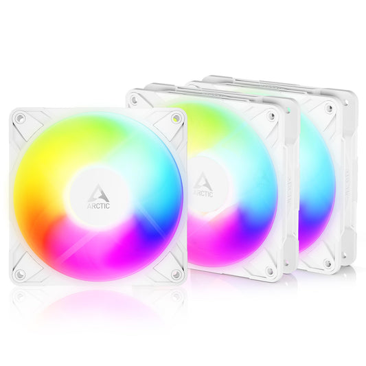 ARCTIC P12 Pro Reverse A-RGB - 3 Pack - 120 mm Premium Fan with Reverse Airflow, PWM Fan with Y Cable Splitter, 500-3000 RPM, 0 RPM <5% PWM, 5V