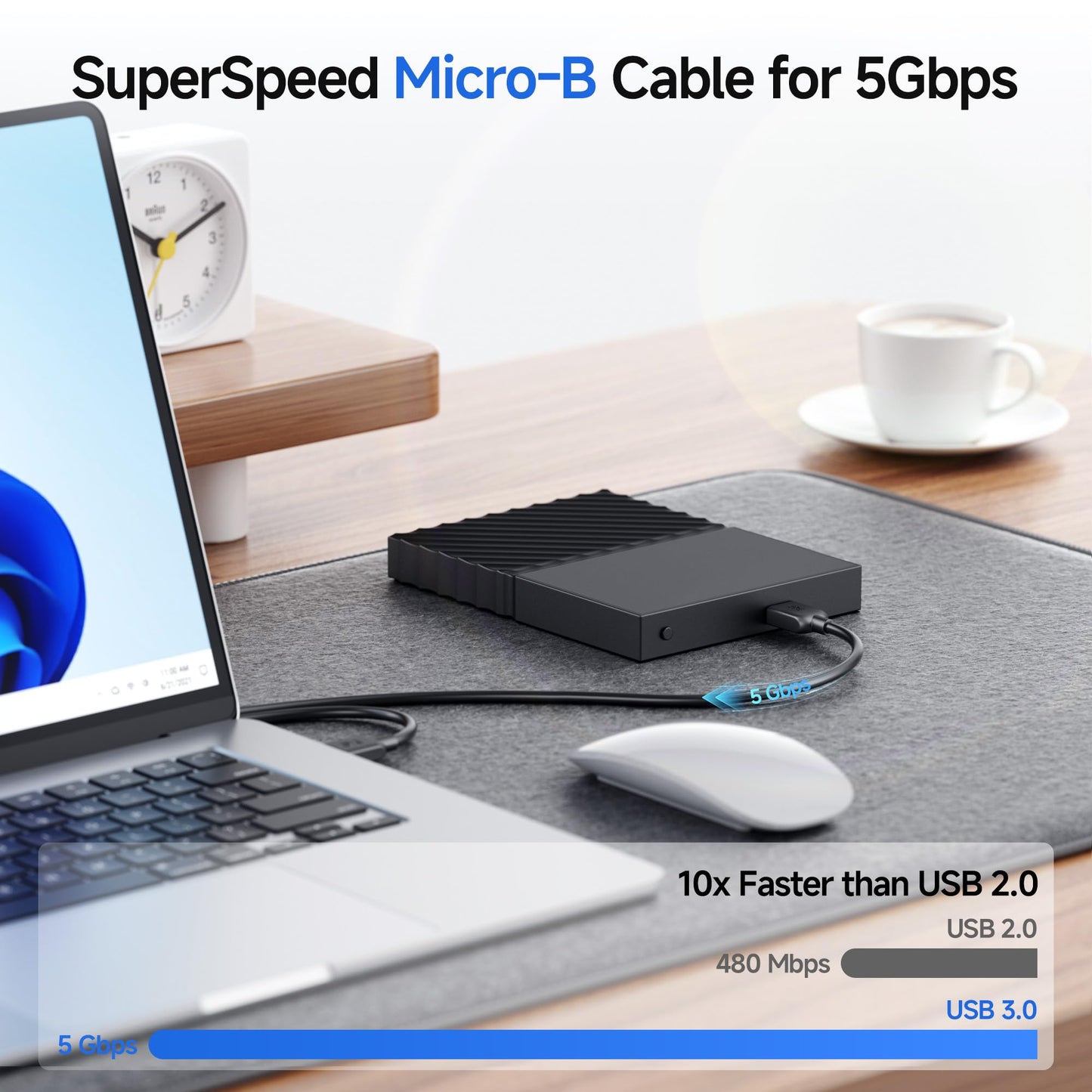 Cable Matters Micro USB 3.0 Cable - 3ft, External Hard Drive Cable, USBA to USB Micro B Cord, Compatible with Seagate, LaCie, Toshiba, Samsung