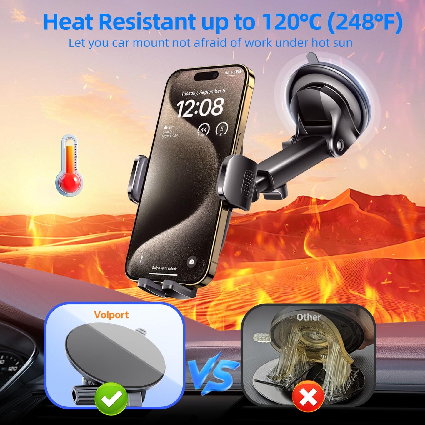 volport Sticky Adhesive Replacement for Dashboard Suction Cup Mount, 80mm (3.15") 4pcs Circle Double-Sided Extra Strong Adhesive Sticker Tapes