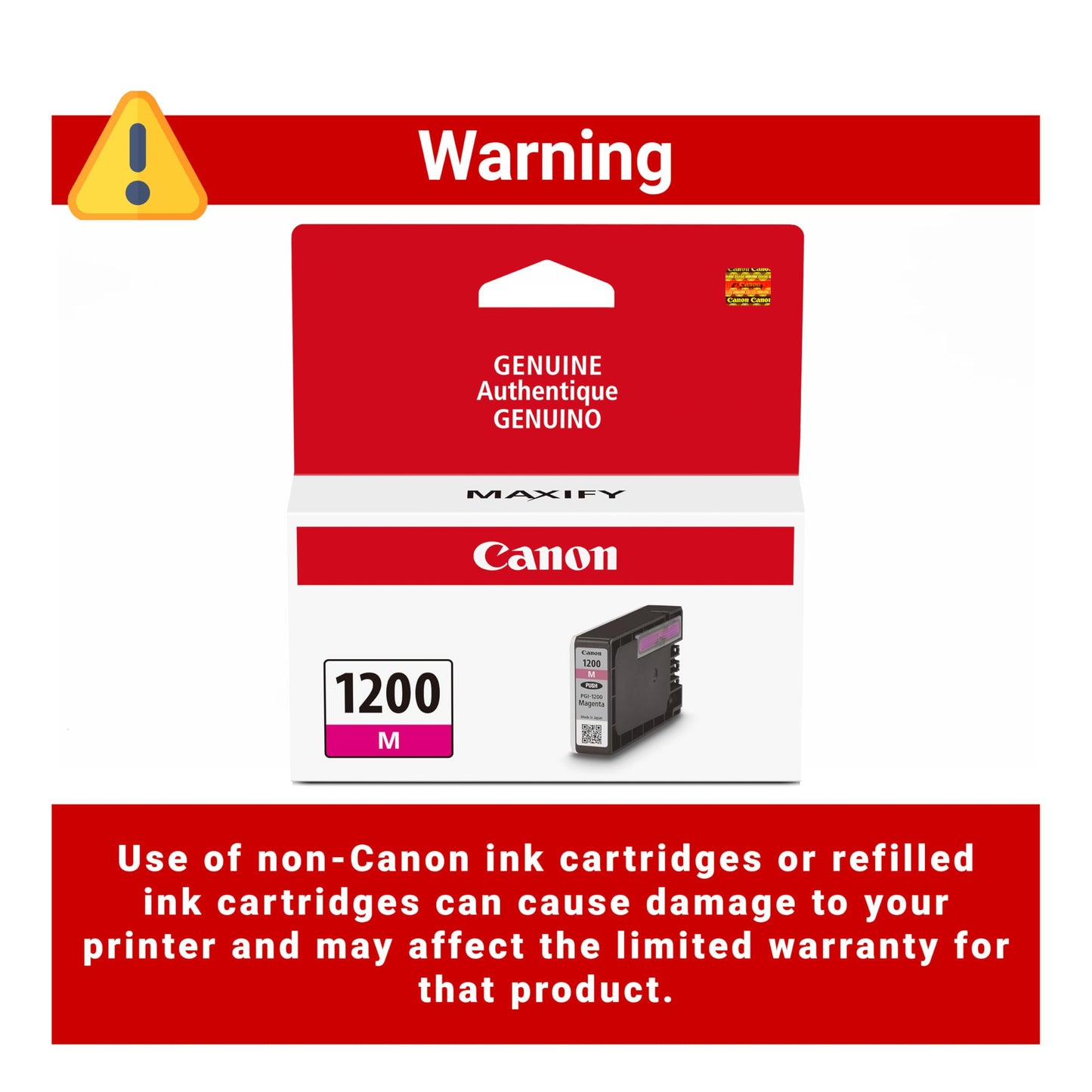 Canon PGI-1200 Genuine Magenta Ink Tank, Compatible with MB2120, MB2720, MB2020, and MB2320 Printers
