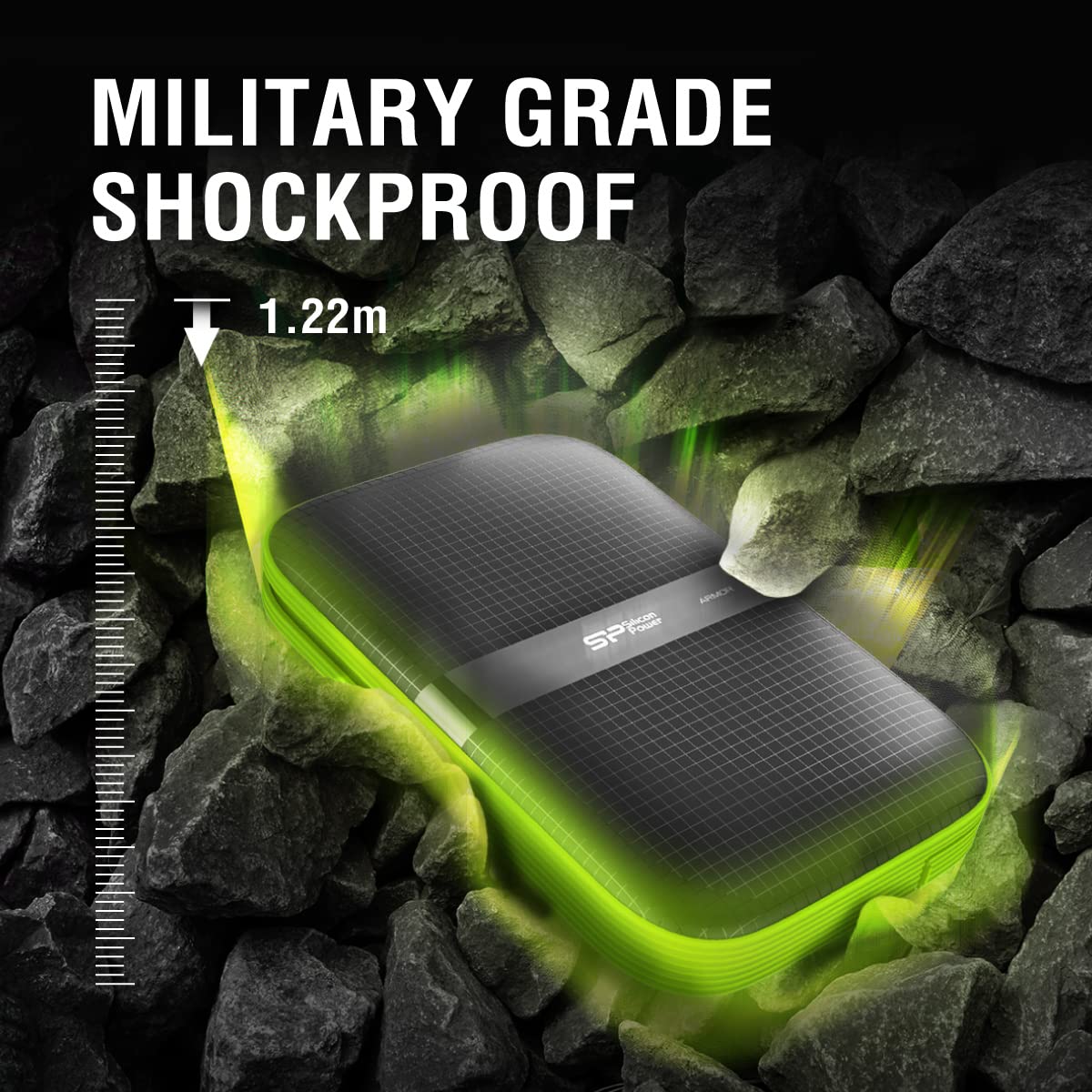 Silicon Power 2TB Rugged Armor A60 Military-grade Shockproof/Water-Resistant USB 3.0 2.5" External Hard Drive for PC, Mac, Xbox One, Xbox 360, PS4