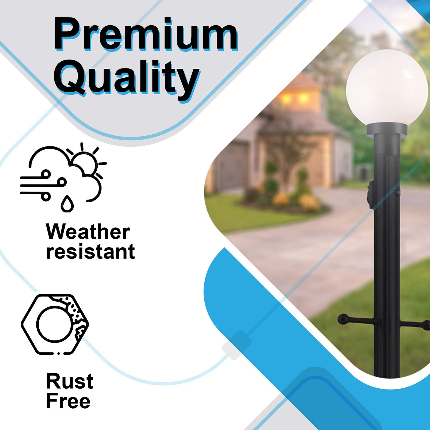 Ciata Lamp Posts Outdoor Lighting, Light Pole, Weather Resistant Outdoor Light Fixture Aluminum Lantern Post with Ladder Rest and Decorative Spheres