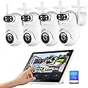 Wireless Security Camera System with 10" Touchscreen Monitor, Dual Lens 2K Security Cameras Wireless Outdoor with 2.4/5GHz WiFi, 360° PTZ, Auto