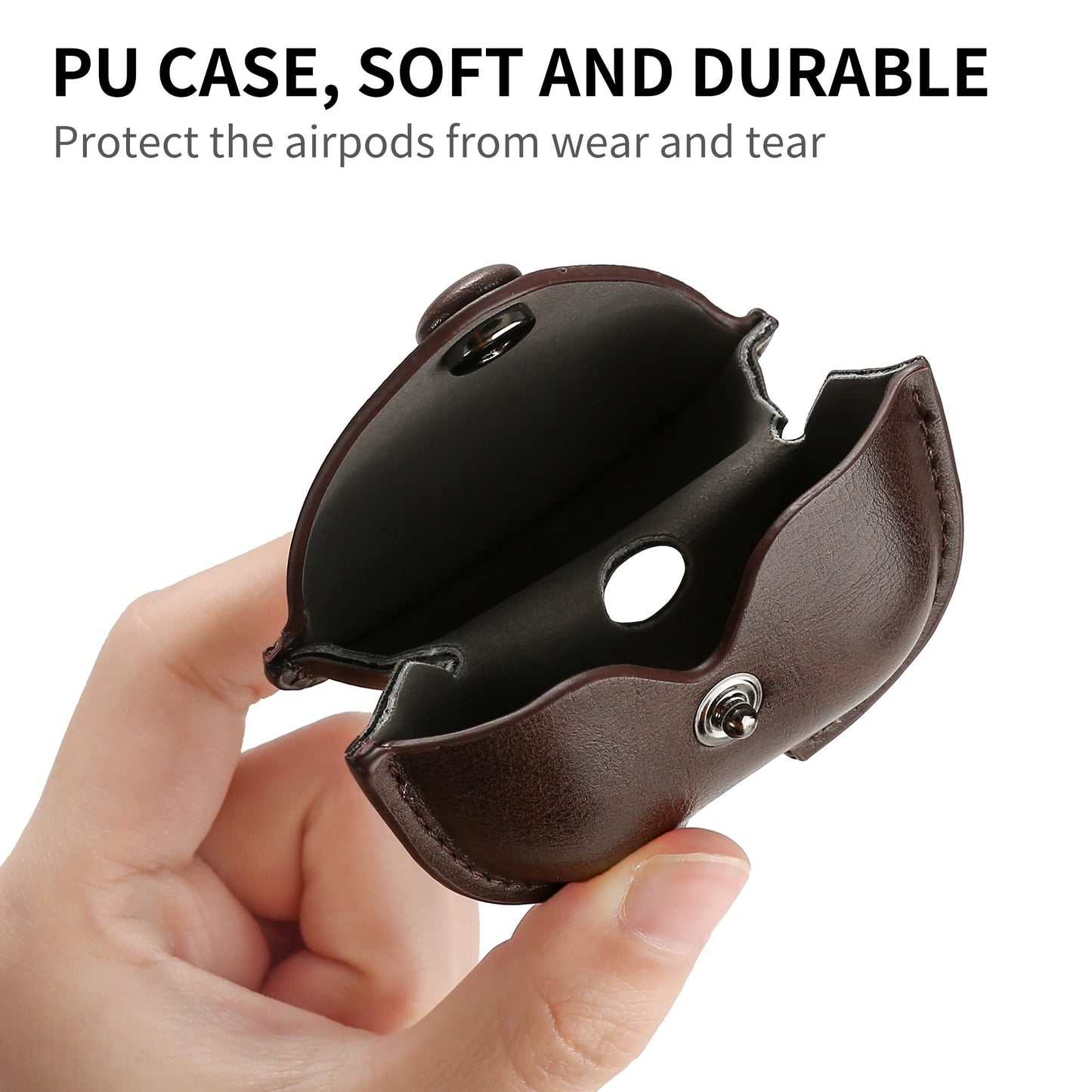 MODOS LOGICOS Case Cover for Air Pods 3 (2021), Leather Case with Secure Snap-Fastener Compatible with Apple AirPods 3rd Generation Charging Case
