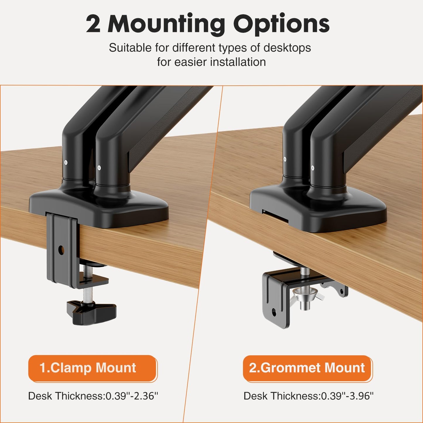 Simple Deluxe Dual Monitor Arm, Adjustable Monitor Stand Mount for 13" to 32" Display, Black