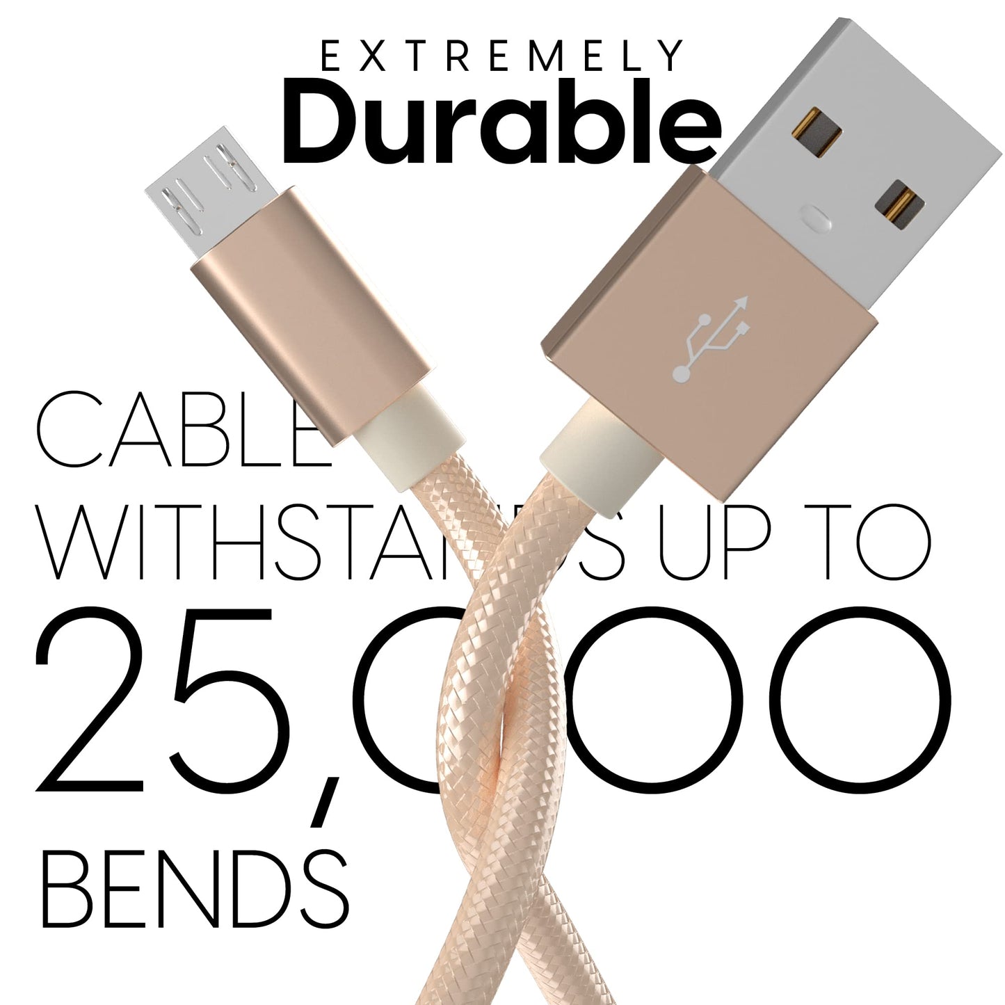 TalkWorks Micro USB Cable 6ft Long Android Cell Phone Charger Braided Heavy Duty Fast Charging Cord for Samsung Galaxy S6 / S7, Tablet, Bluetooth