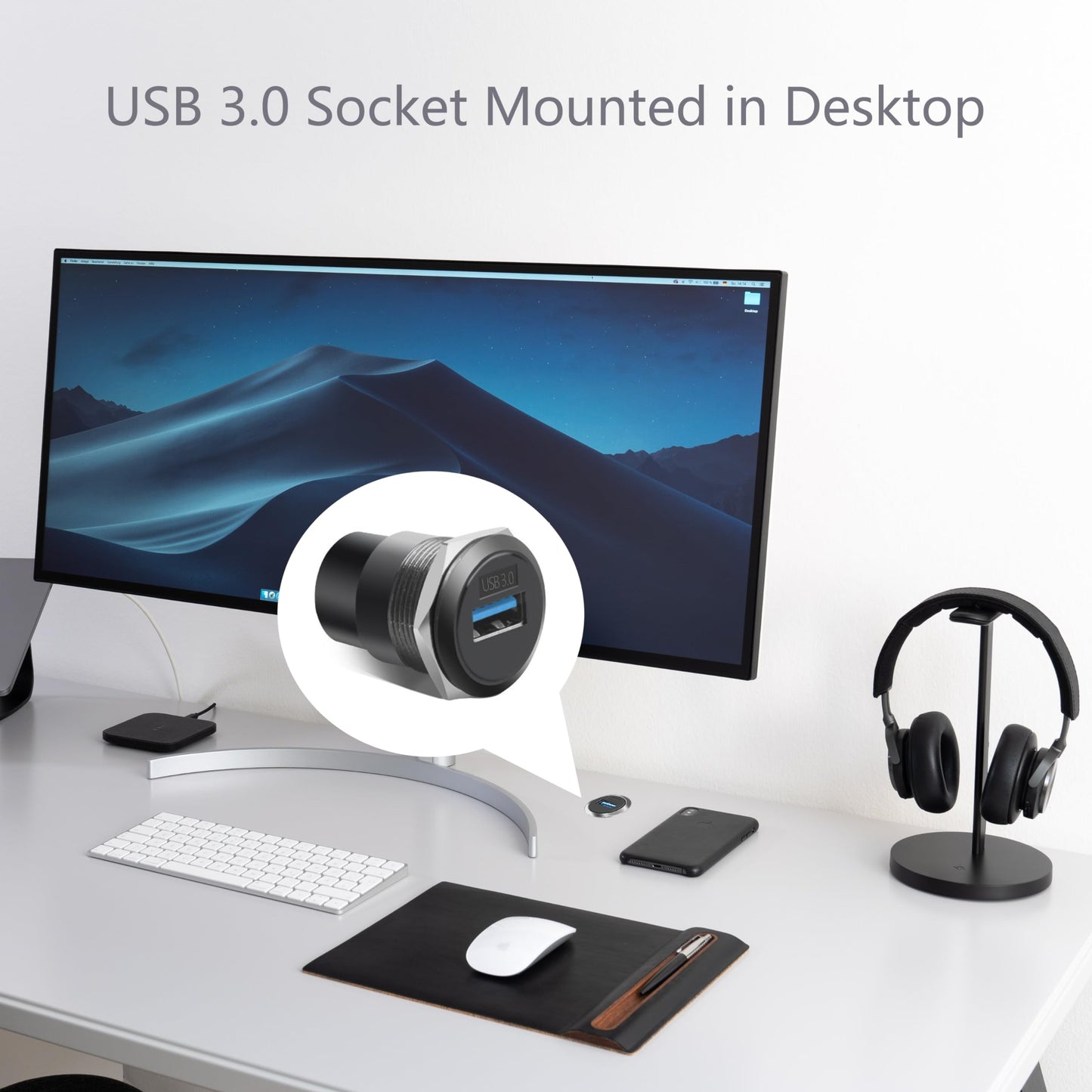YiKaiEn USB3.0 Female-to-Female Panel Mount Adapter - 5Gbps High-Speed Waterproof & Dustproof USB Converter, Round Data Connector Mount for Efficient…