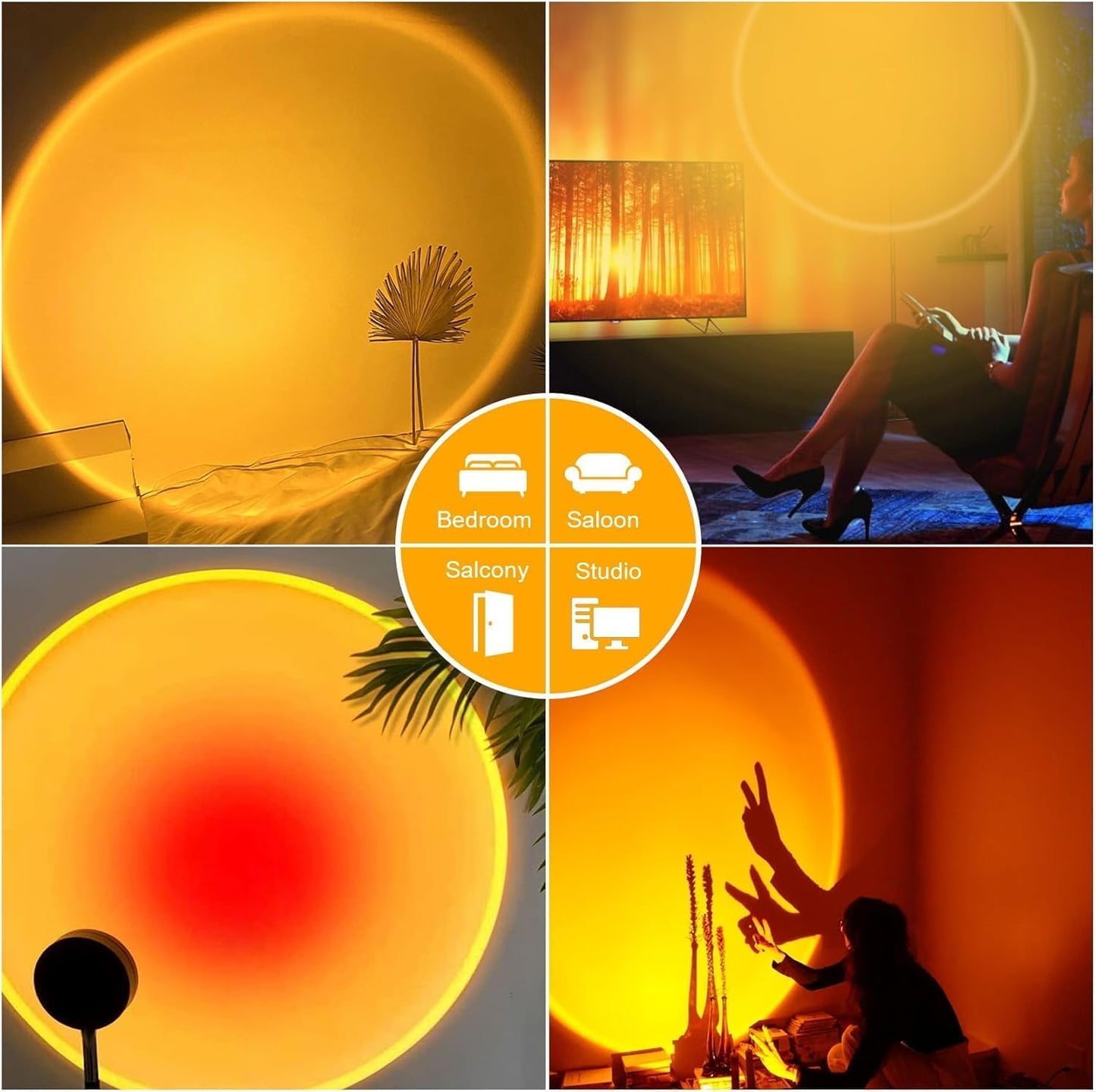 Zhuluck 2Pcs LED Sunset Ambient Lamp Night Light,USB Warm Ambient Light,Projector Birthday Party Decoration Portable Mood Light for Bedroom Living