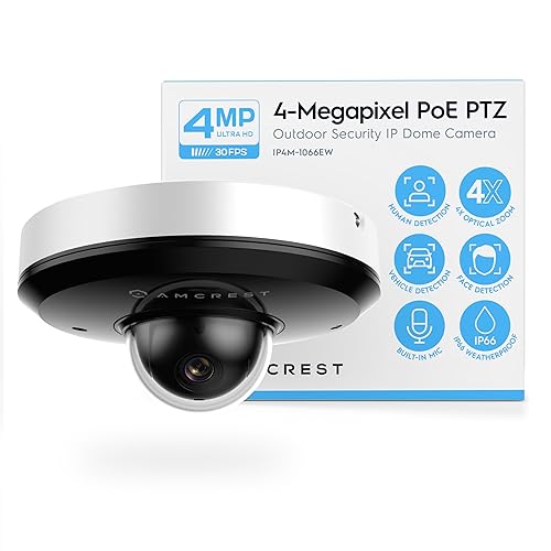 Amcrest ProHD 4MP PTZ Camera Outdoor, 4MP Outdoor Vandal Dome IP PoE Camera (4X Optical Zoom) IK08 Vandal-Proof, IP66 Weatherproof, Night Vision up