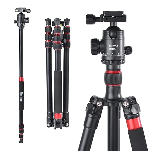 64” Camera Tripod and Monopod Kit with Panoramic Ball Head, Heavy Duty Complete Tripod for Canon, Nikon, Sony...Aluminum Alloy Made, Durable, Stable