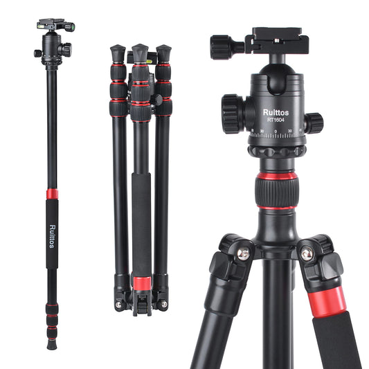 64” Camera Tripod and Monopod Kit with Panoramic Ball Head, Heavy Duty Complete Tripod for Canon, Nikon, Sony...Aluminum Alloy Made, Durable, Stable