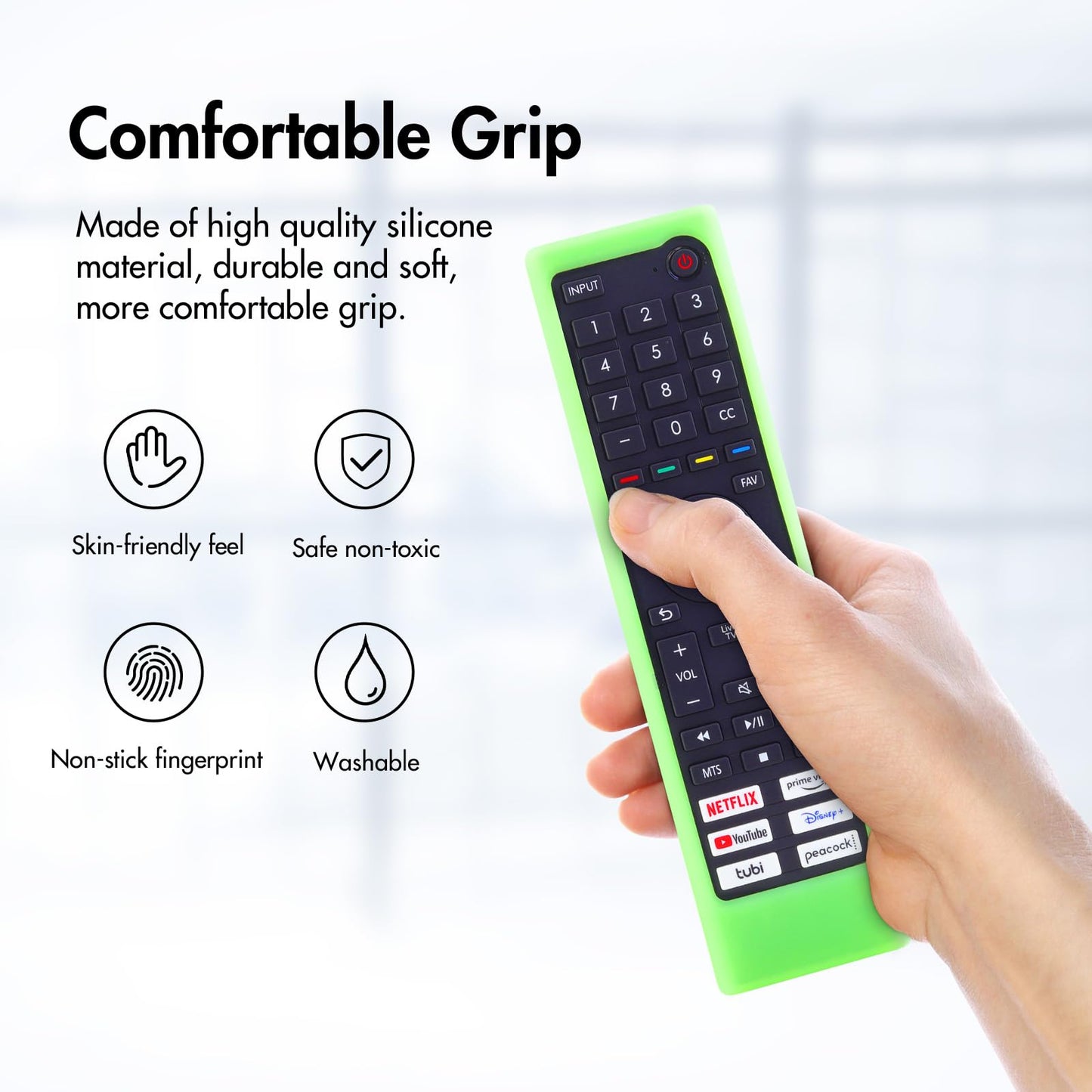 LEFXMOPHY ERF3J80H Case for Hisense ERF3G80H ERF3F80H Remote Cover 4K UHD Android Smart TV Remote Shockproof Silicone Sleeve with Lanyard Glow Green