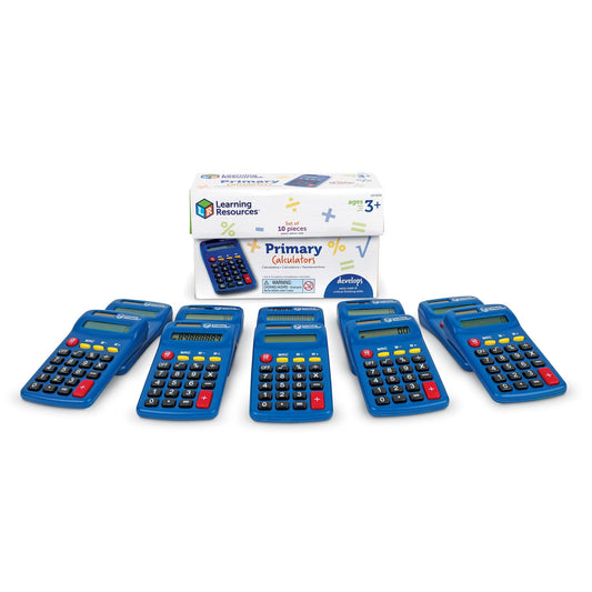 Learning Resources Primary Calculator - Basic Solar and Battery Powered Calculators for Students, Teach Basic Math Operations, School Supplies