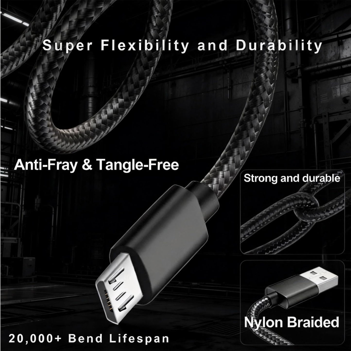 MICRO USB Charger Cable for Logitech MX Master 2S/ MX Anywhere 2S/ MK875/ MX Ergo/ K800/ G915 TKL, Corsair K57/ K63/ K83 Wireless Keyboard Mouse | 6.6