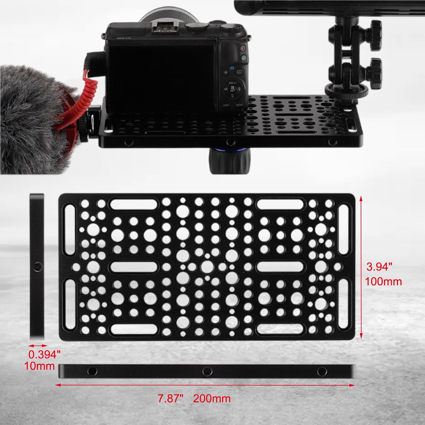 DINESK Camera Cheese Plates Set(Custom 2-Pack) with 1/4" & 3/8" Threads,Multi-Function Extension Cheese Plate(Wide & Narrow) for Tripod ,Cameras