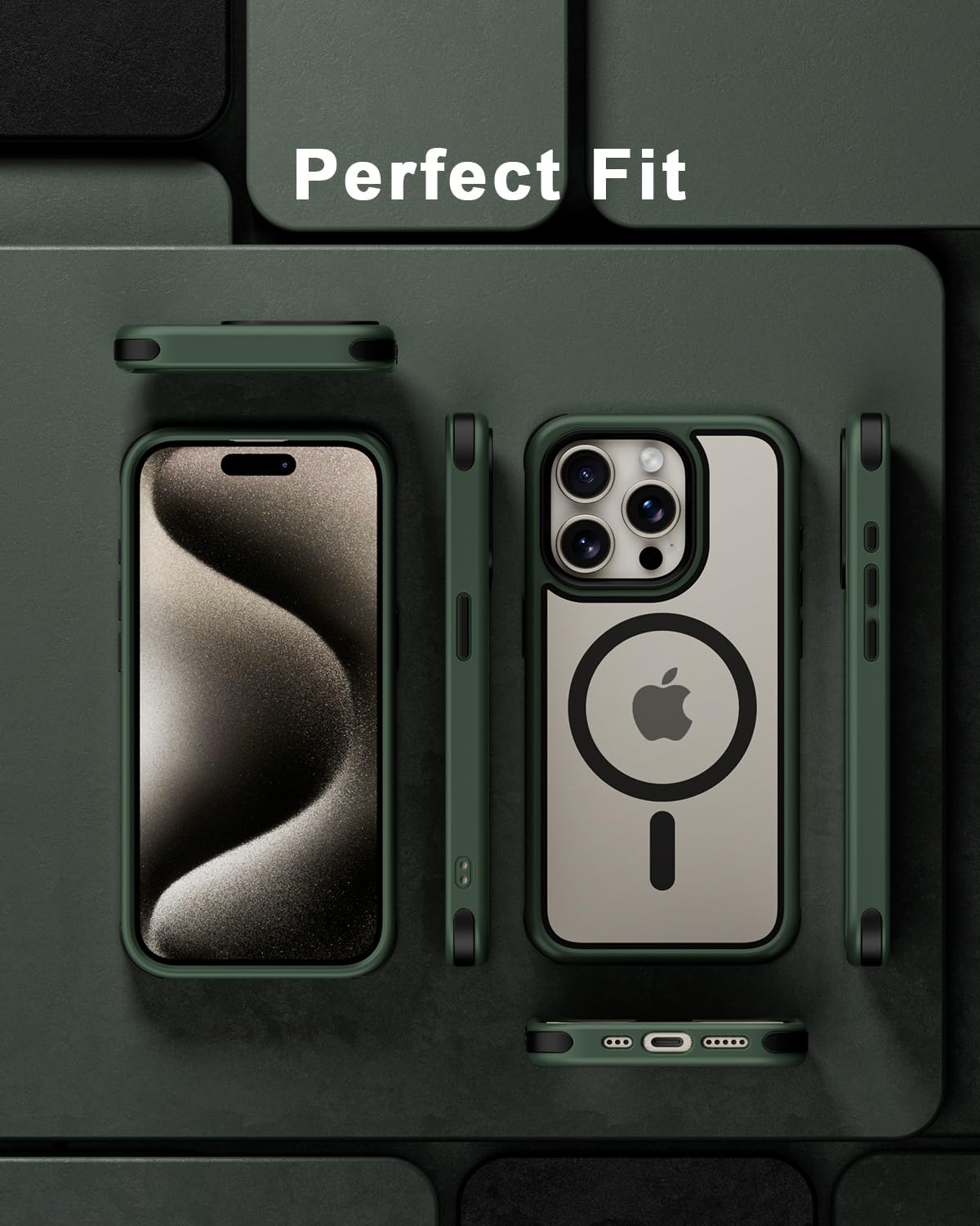 Mobnano for iPhone 15 Pro Case, Compatible with MagSafe, Crystal Clear Case with Magnetic Ring, Multicolor Protective Shockproof Bumpers, Not