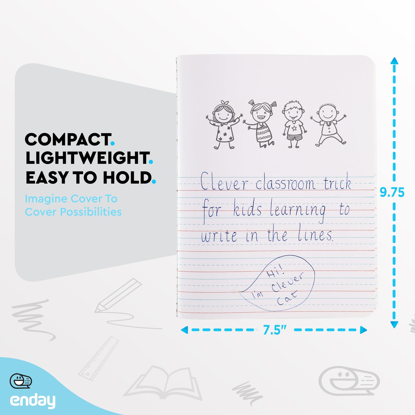 Enday Primary Journal Grades K-2, Primary Writing Journal, Half Page Ruled Primary Journal Composition Notebook for Kids, 100 Sheets kids Notebook