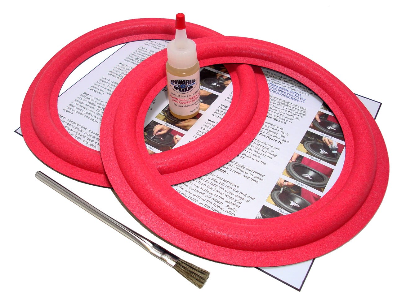 Springfield Speaker 10" Foam Surround Edge Repair Kit - 2 Speaker Kit - Compatible with Cerwin Vega 101W-2, 101W2, 101-W2, 102-WT, 102WT, 240-SE