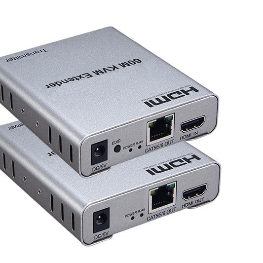 196FT HDMI KVM USB Extender with Loop Out and IR Control, BolAAzuL HDMI KVM Extender Kit Balun 1080P 60Hz Over Cat5e/6 Ethernet Cable for USB Keyboard