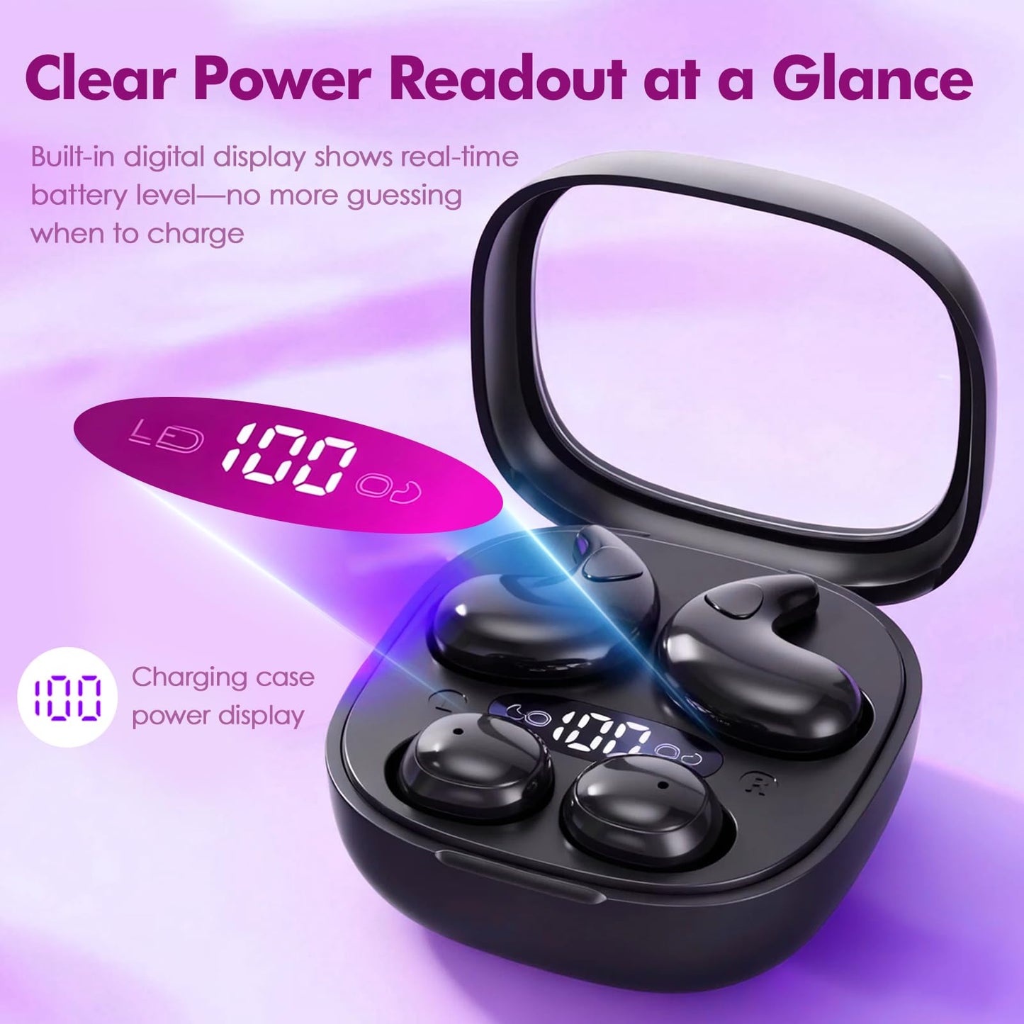AIKESI Mini Invisible Earbuds, Wireless Sleep Earbuds for Sleeping, Small Flat Hidden Earbuds for Side Sleepers, Discreet in-Ear Headphones for Small