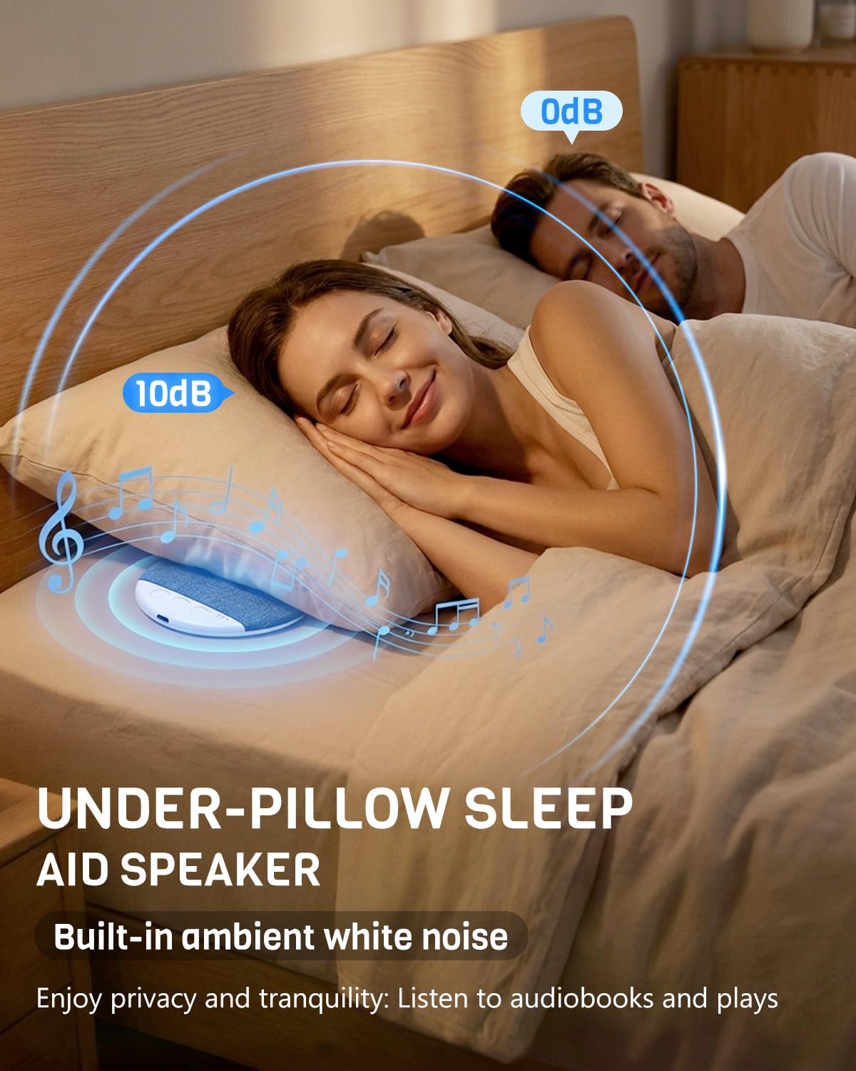 Voph 2026 New Sleep Pillow Speaker for Sleeping, Portable Under Pillow Speaker with BT 5.4, White Noise Timer Wireless Sleep Aid, 10H Battery Life