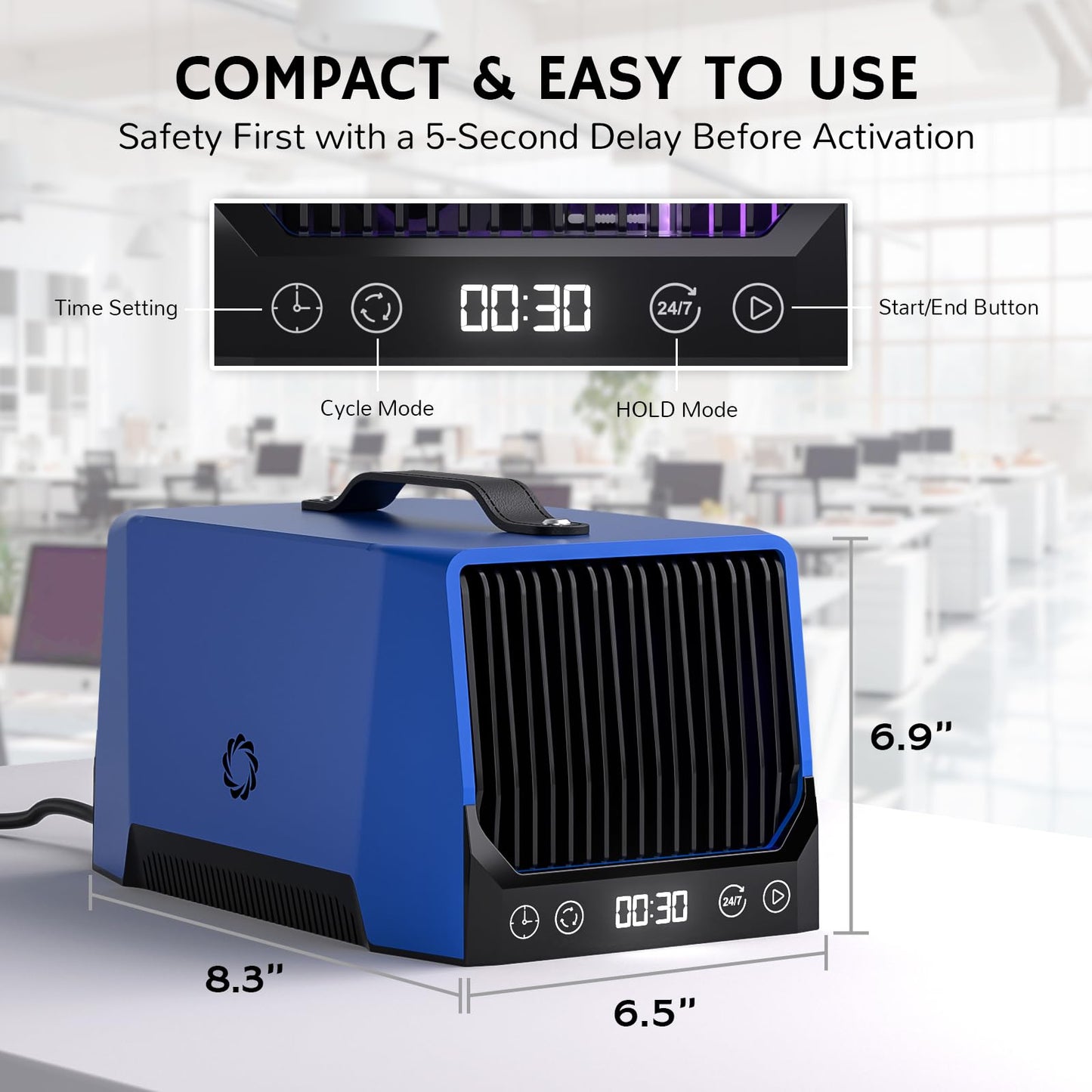 Airthereal DA25 Desktop Ozone Generator, 60000mg/h, 5000 Sq Ft, Blue