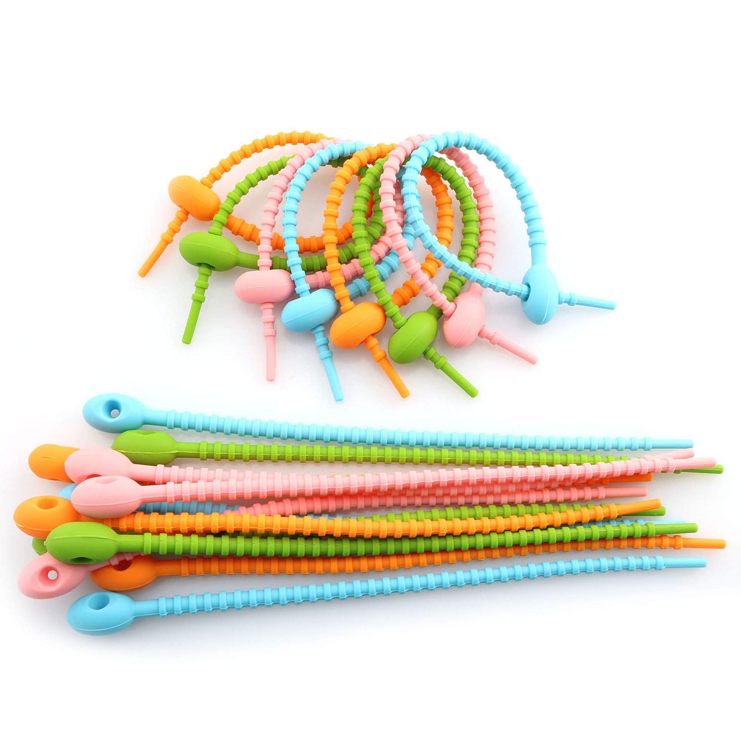 Tegg Twist Tie 20PCS Colorful Reusable Silicone Cable Tie Straps Zip Ties Adjustable Bag Clip Bread Tie Bag Sealing Clips
