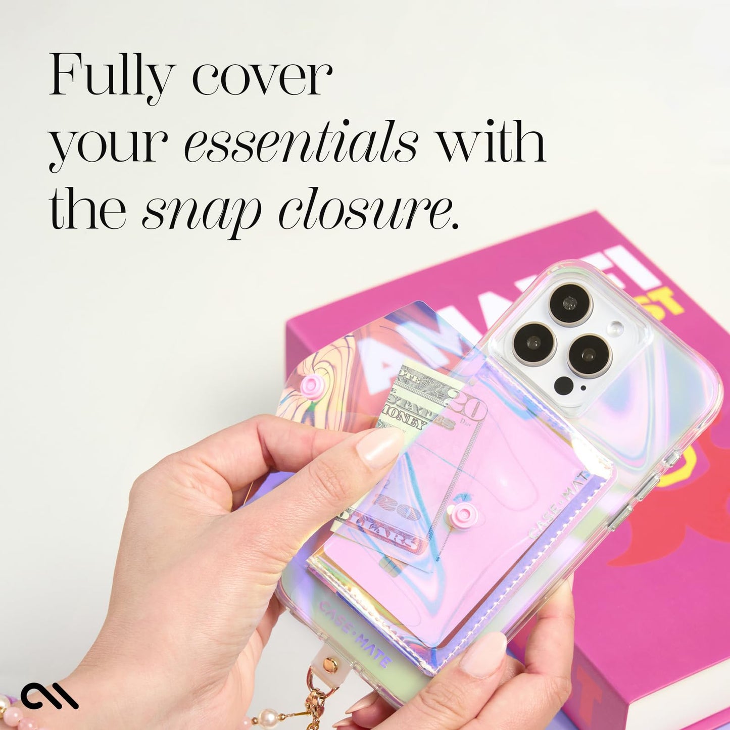 Case-Mate Soap Bubble Slim Magnetic Wallet/Card Holder for iPhone [Holds up to 5 Cards] Detachable Snap Closure Magnetic Phone Wallet for iPhone 17