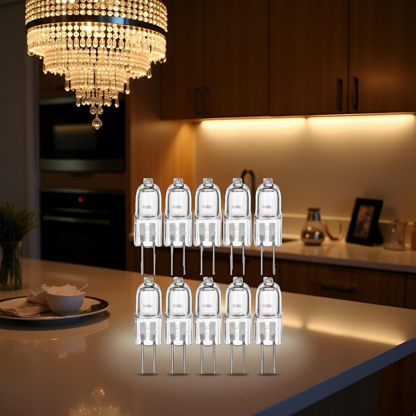 Jinshining 12Pcs Warm White G4 Bulb,12V 20W Halogen Lights Bulb 2 Pin,G4 Lights Bulbs Replacement for Under Cabinet Puck Light,Chandeliers, Landscape