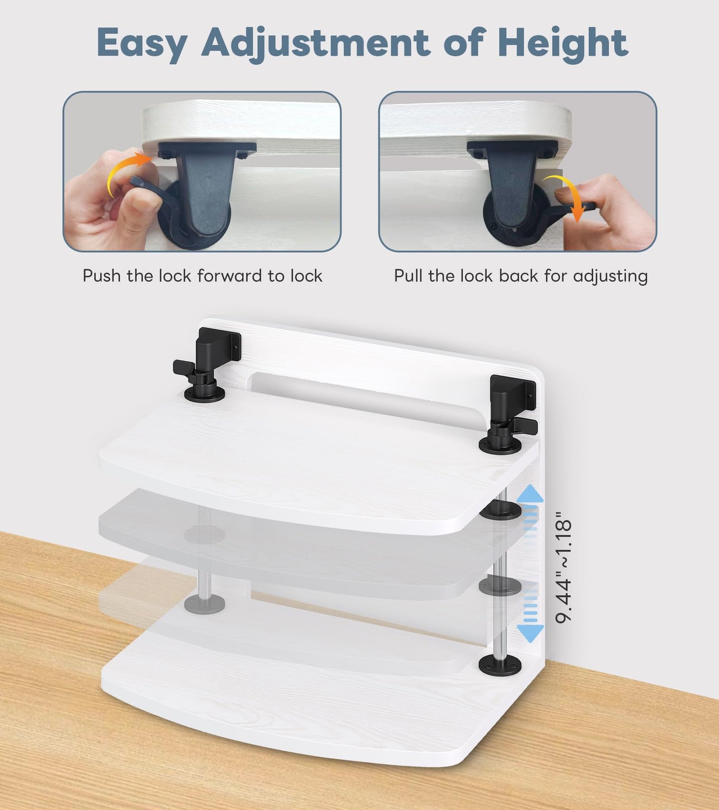 WikrOck Computer Monitor Stand Riser for Reduced Neck Strain, Adjustable Height Desk Shelf Organizer Monitor Riser Stand for PC Monitor - Not