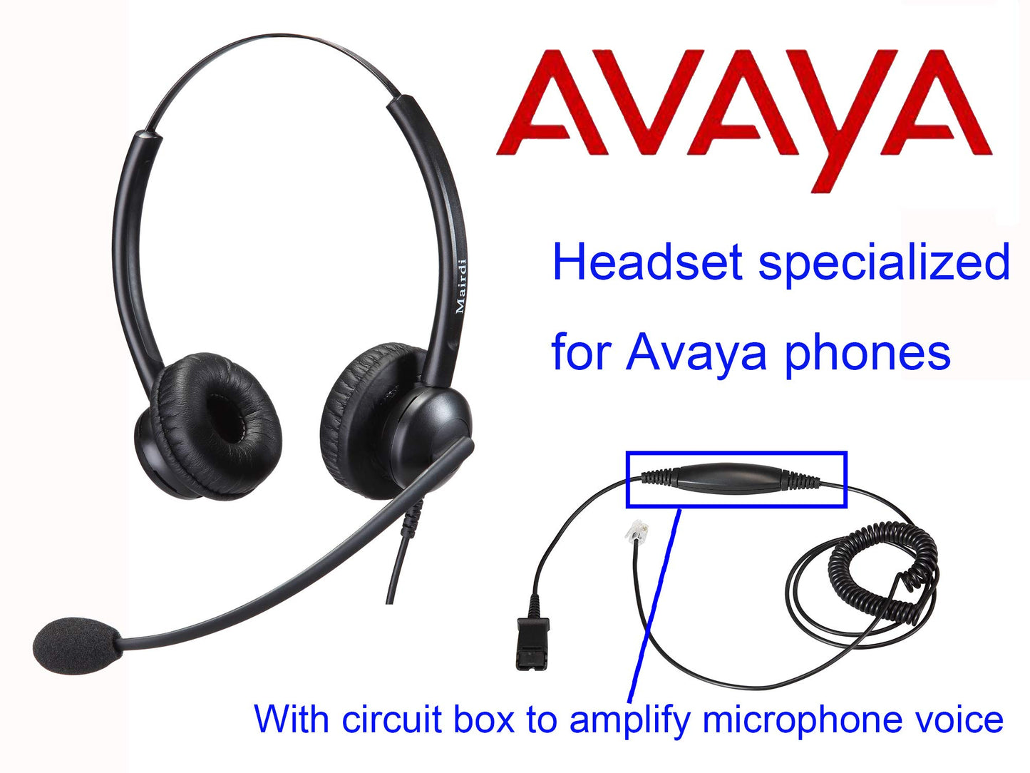 MAIRDI Telephone Headset with Noise Cancelling Microphone & HIS Cable for Avaya IP 1608 1616 9601 9608 9611 9611G 9620 9621 9630 9631 9640 9641 9650