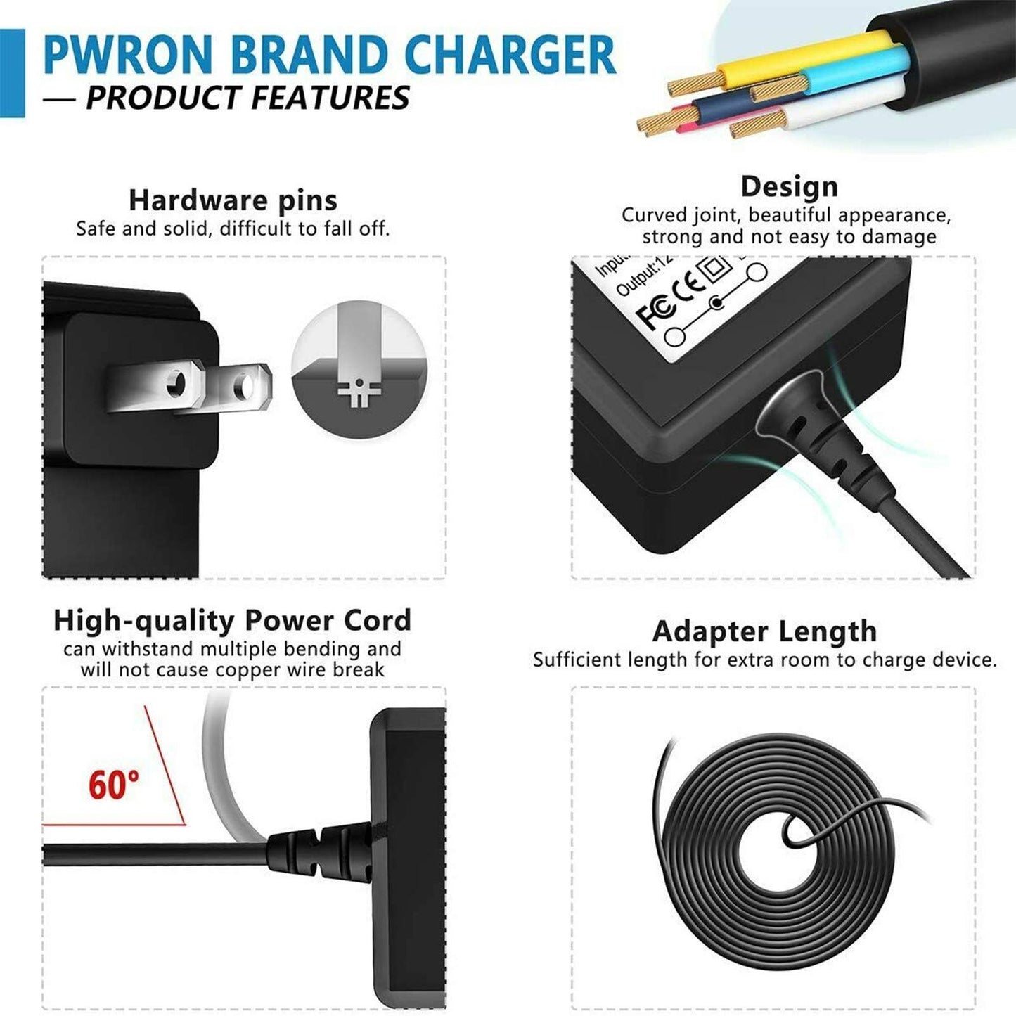 PwrON 6.6 FT Long 5V Mini USB AC to DC Power Adapter Charger for Creative Zen MP3 MP4 Player