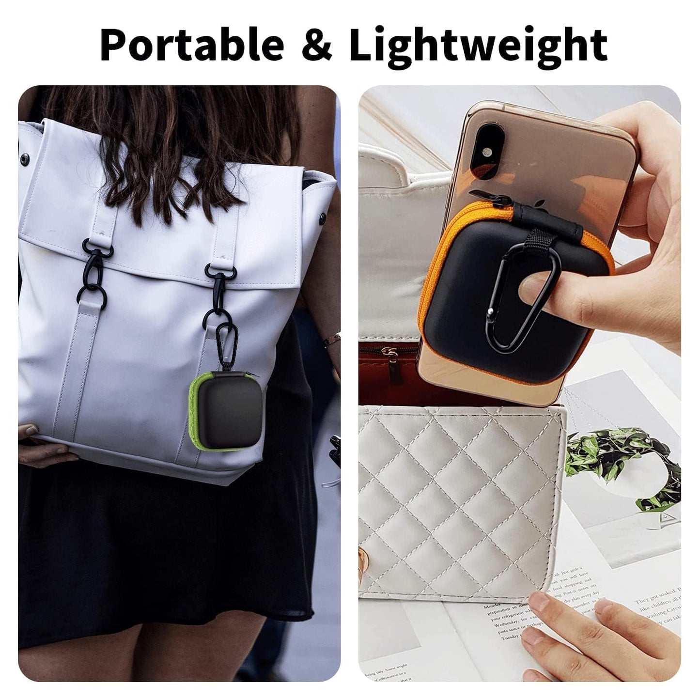 MOLOVA Earbud Case Portable EVA Carrying Case Storage Bag Cell Phone Accessories Organizer with Carabiner for Wired/Wireless Headphones, SD Memory