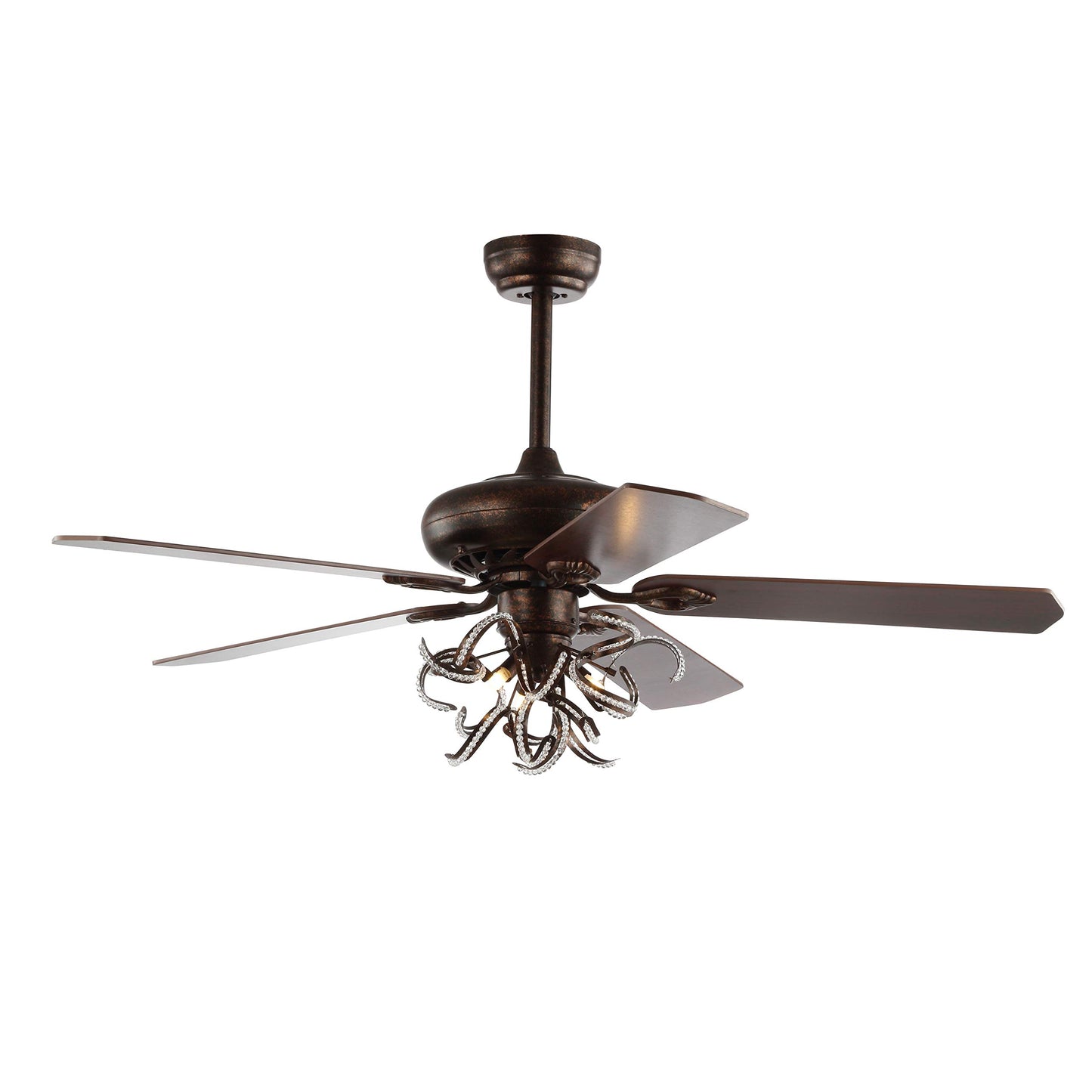 Safavieh Lighting Sensa Red Walnut/Dark Cherry Reversible Blades 52" 3-Speed Ceiling Fan with Remote (LED Bulbs Included)
