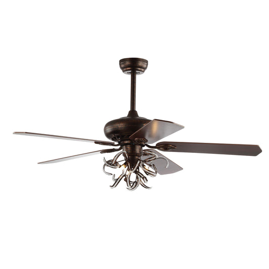 Safavieh Lighting Sensa Red Walnut/Dark Cherry Reversible Blades 52" 3-Speed Ceiling Fan with Remote (LED Bulbs Included)