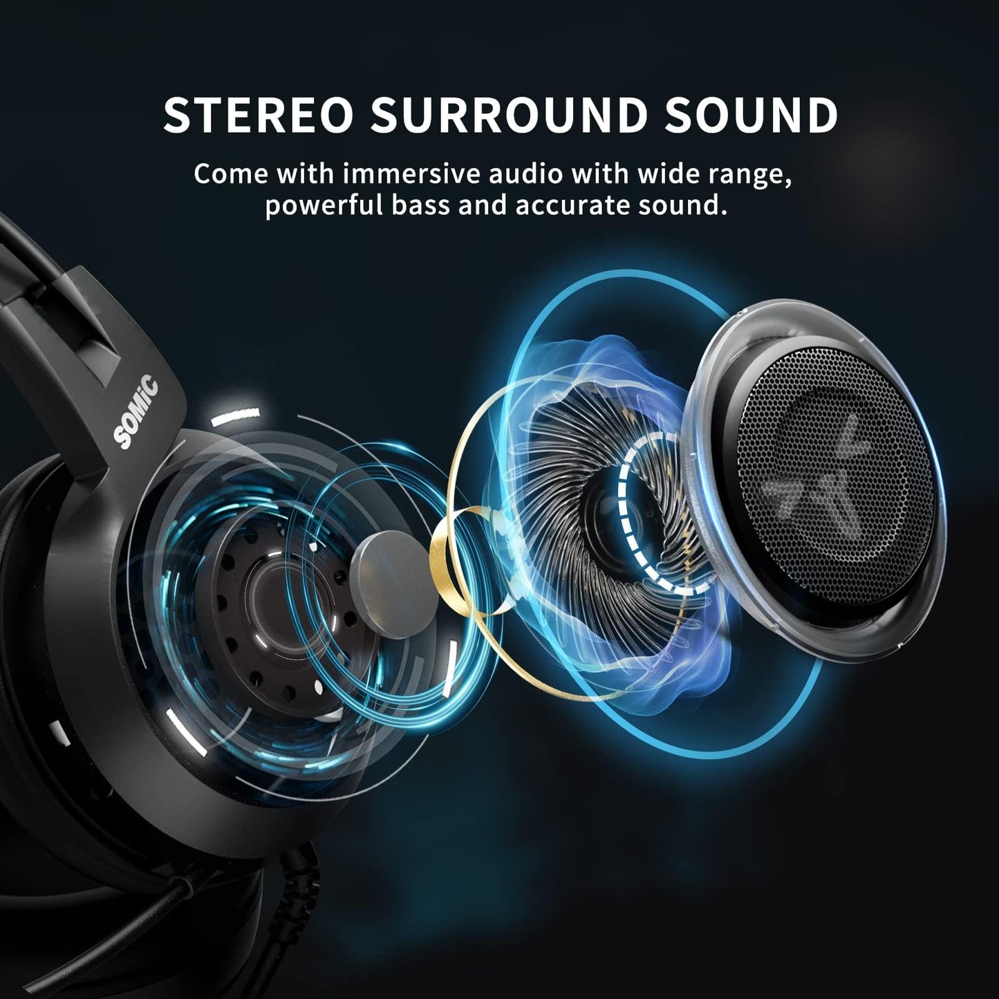 SOMIC Stereo Gaming Headset with Mic for PS4, PS5, Xbox One, PC, Mobile Phone, 3.5MM Sound Detachable Cat Ear Headphones Lightweight Self-Adjusting
