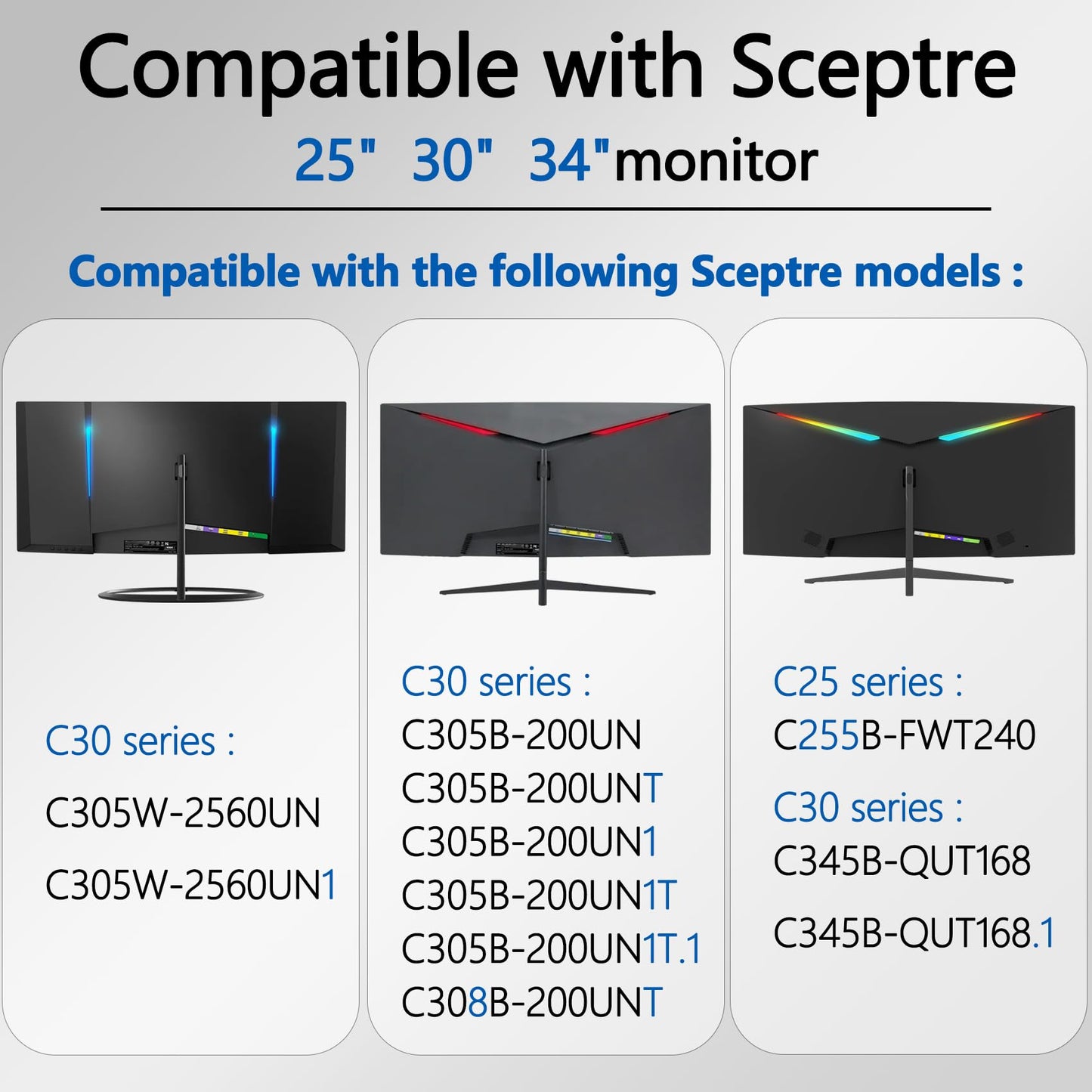 P30 VESA Mount Adapter Compatible with Sceptre C25,C30,C34 Monitor (Fits